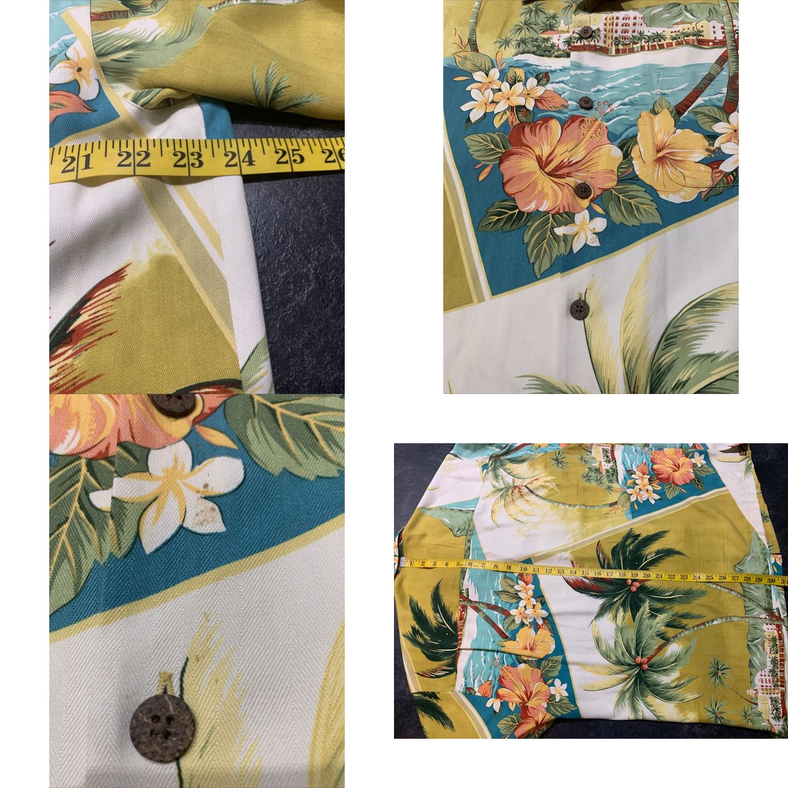 Tommy Bahama Tommy Bahama Yellow Floral Silk Hawaiian Button Up Mens Short Sleeve Shirt M Size US M / EU 48-50 / 2 - 8 Thumbnail