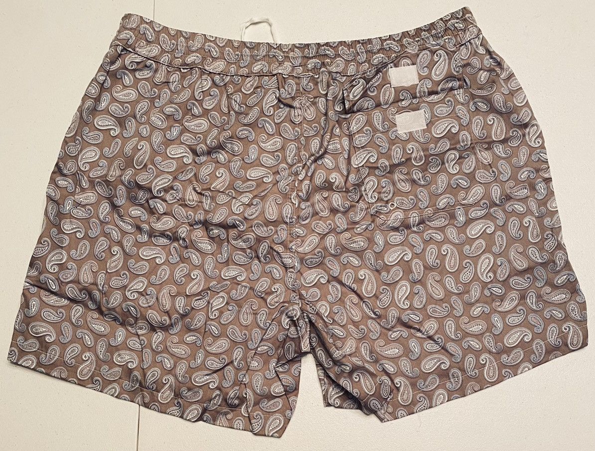 Brioni Brioni 🇮🇹 Taupe Paisley Logo Embroider Resort Trunks XXL NWT Size US 39 - 13 Thumbnail