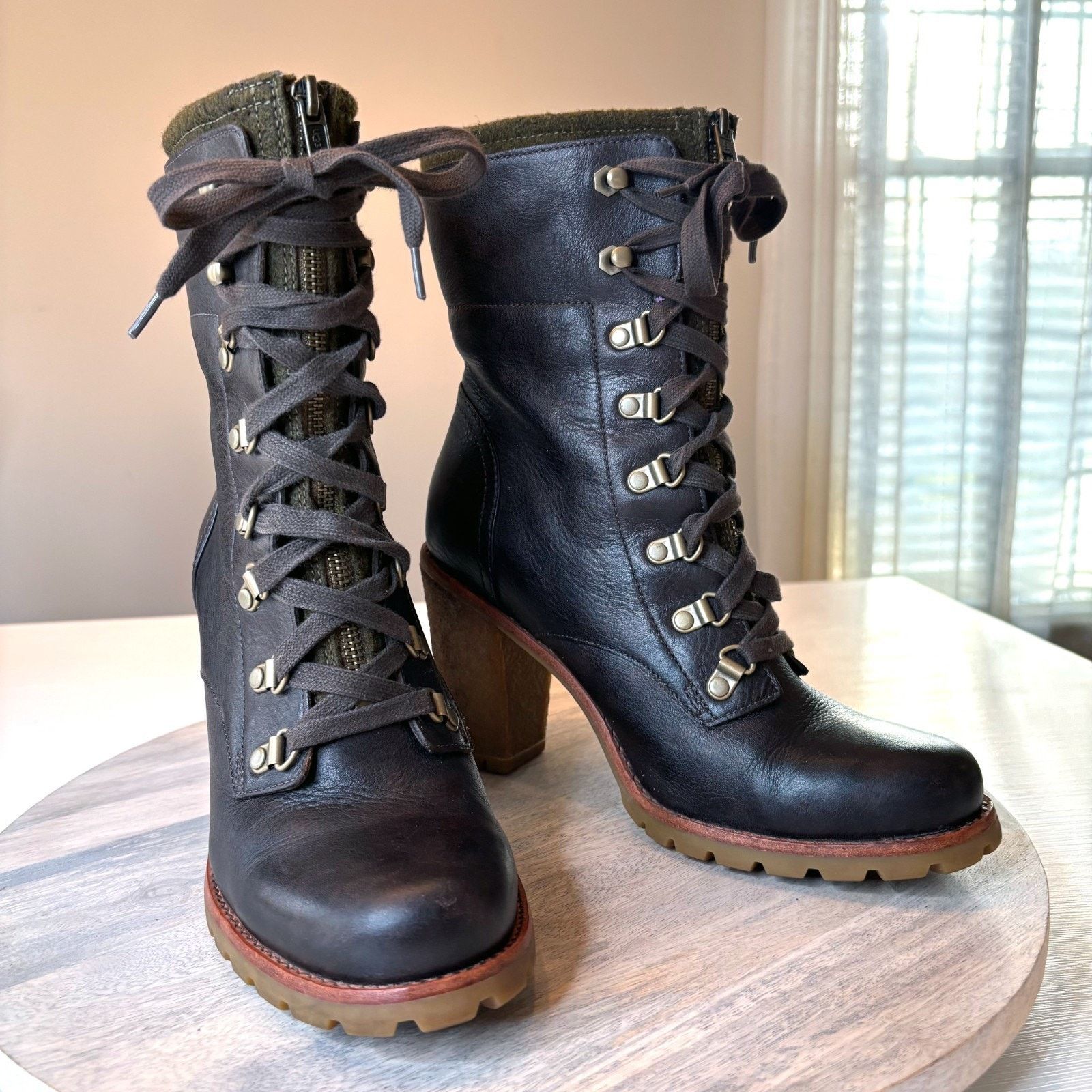 Ugg UGG Heeled Boots Leather Combat Zip Lined Women's Size 9 Size US 9 / IT 39 - 1 Thumbnail
