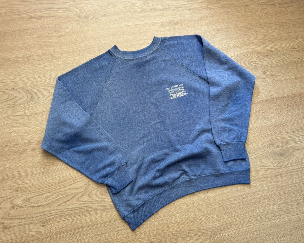 Levi's Vintage 80’s Levi’s Blue Sunfaded Distressed Blue Sweatshirt Size M / US 6-8 / IT 42-44 - 1 Thumbnail