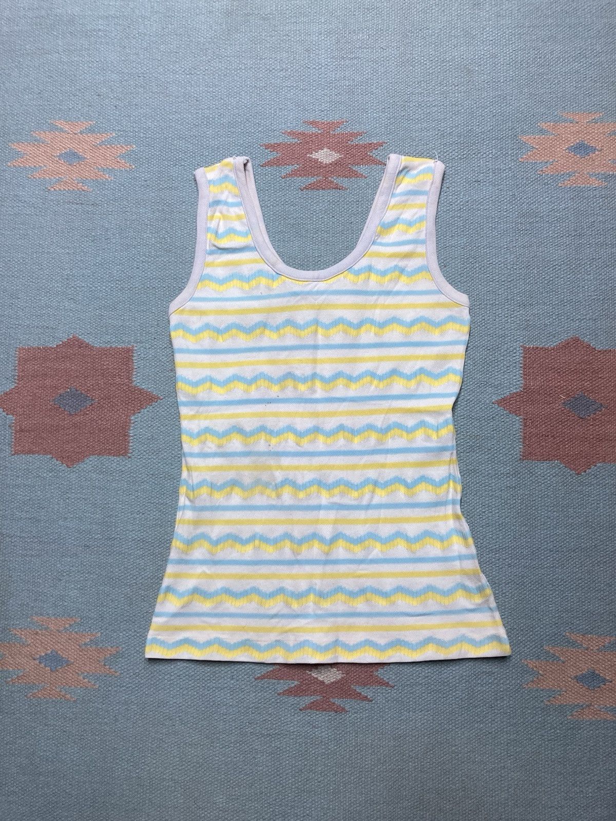 Vintage 60s 70s tank top shirt soft nylon striped beach adult small Size US S / EU 44-46 / 1 - 1 Thumbnail