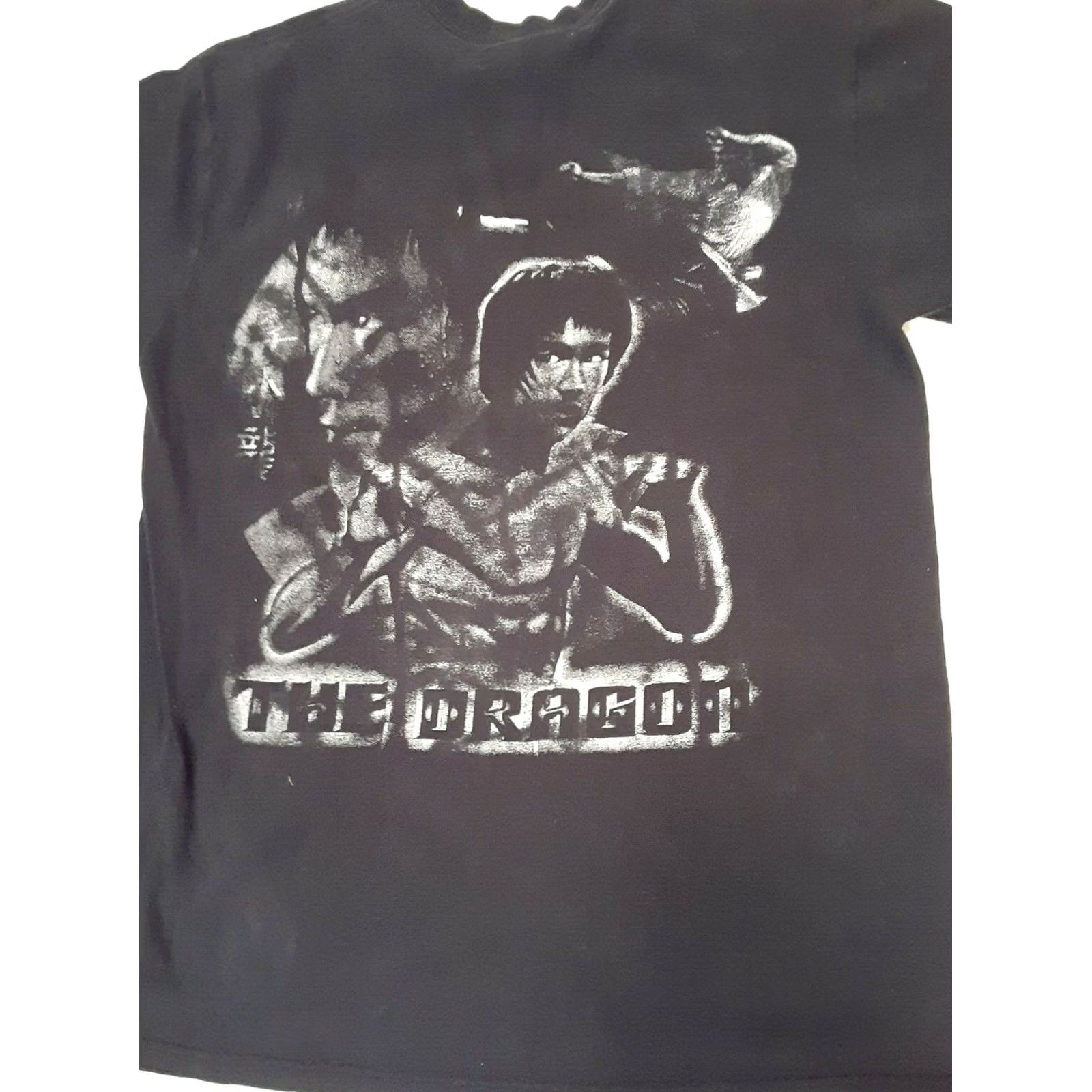 Fruit Of The Loom VINTAGE Bruce Lee T-Shirt Dragon XL Black Fruit of the Loom Men Short Sleeve Graphic 30in Long 23in Pit to Pit Kung Fu Mens Size US XL / EU 56 / 4 - 4 Thumbnail