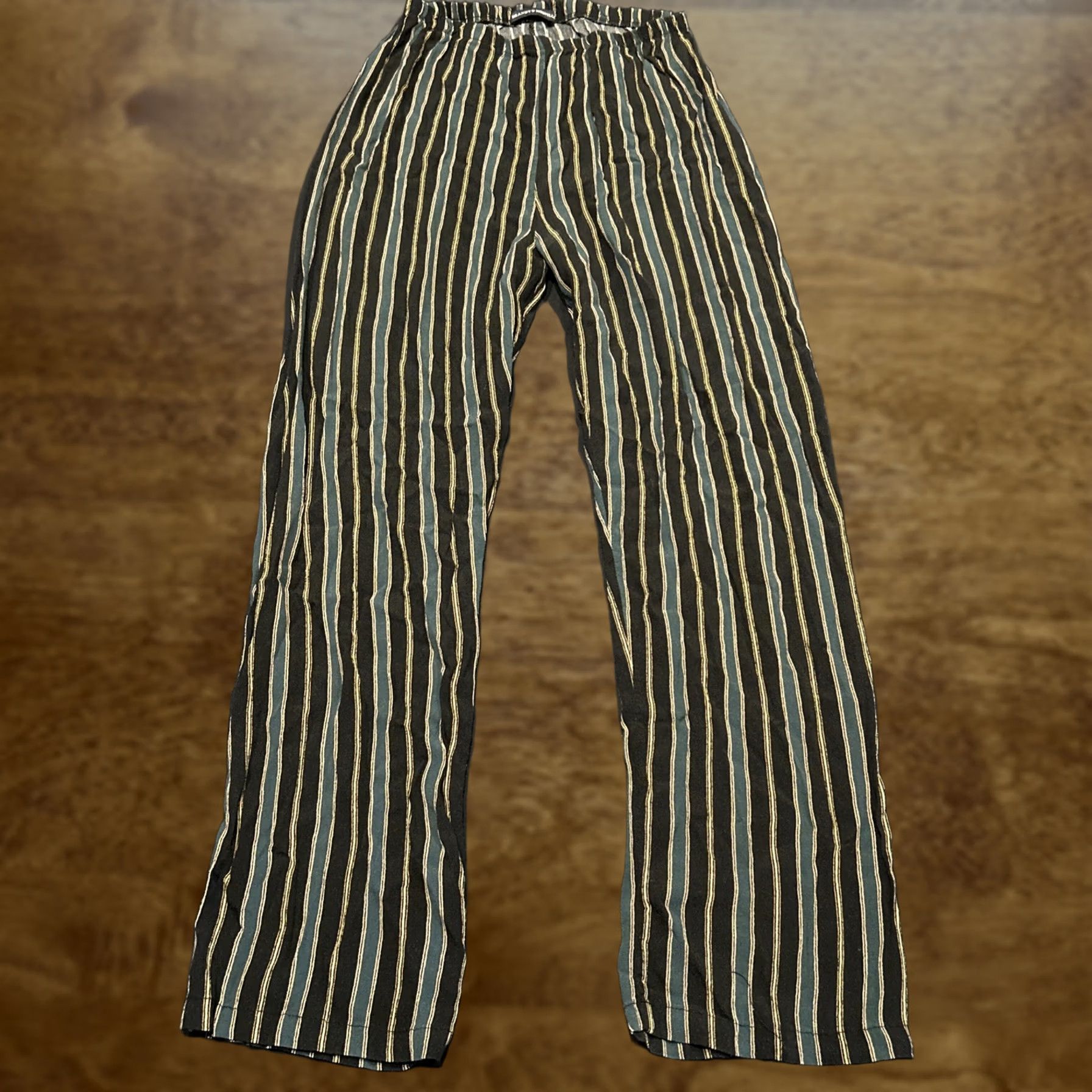 Brandy Melville Brandy Melville Women's Multicolor Striped Viscose Pants Elastic Waist Regular Fit Ankle Size 42" / US 20 - 1 Thumbnail