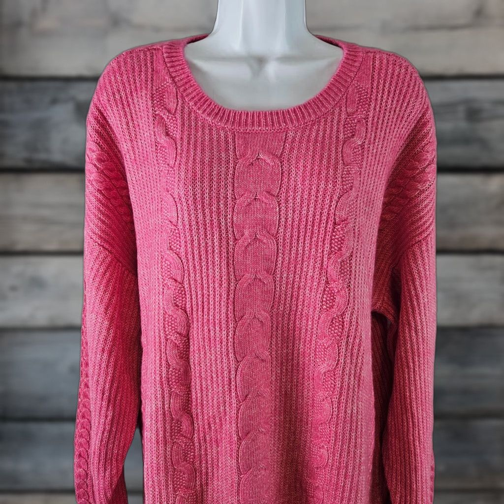 Vintage Cabi Womens Elsa Pullover Sweater XS XL Pink Cable Knit Cotton Blend Knit Long Sleeve Size XL Regal Pink Womens Pullover Sweater Size XL / US 12-14 / IT 48-50 - 1 Thumbnail