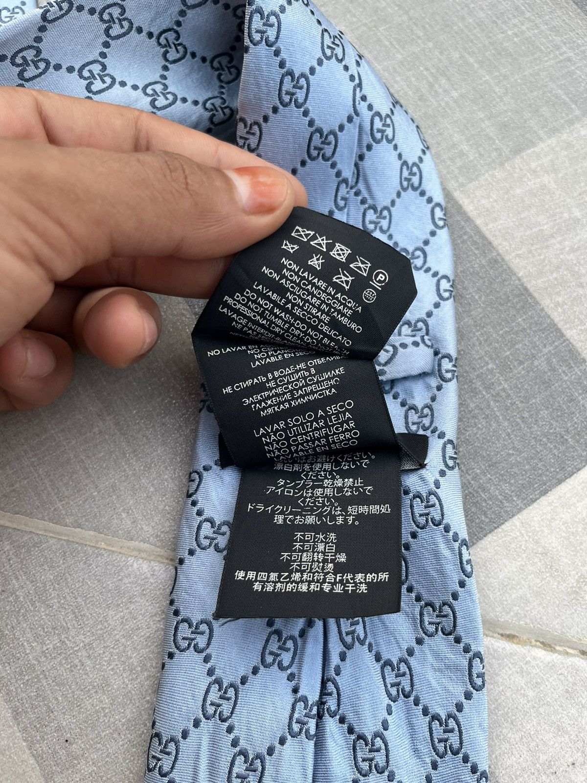 Gucci 90’s Gucci GG Sky Blue Silk Tie Size ONE SIZE - 8 Thumbnail