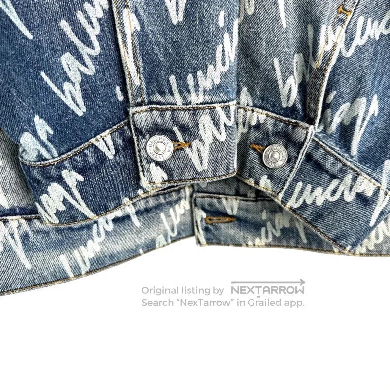 Balenciaga Balenciaga Full Logo Distressed Denim Jacket Size XXS / US 00 / IT 34 - 7 Thumbnail