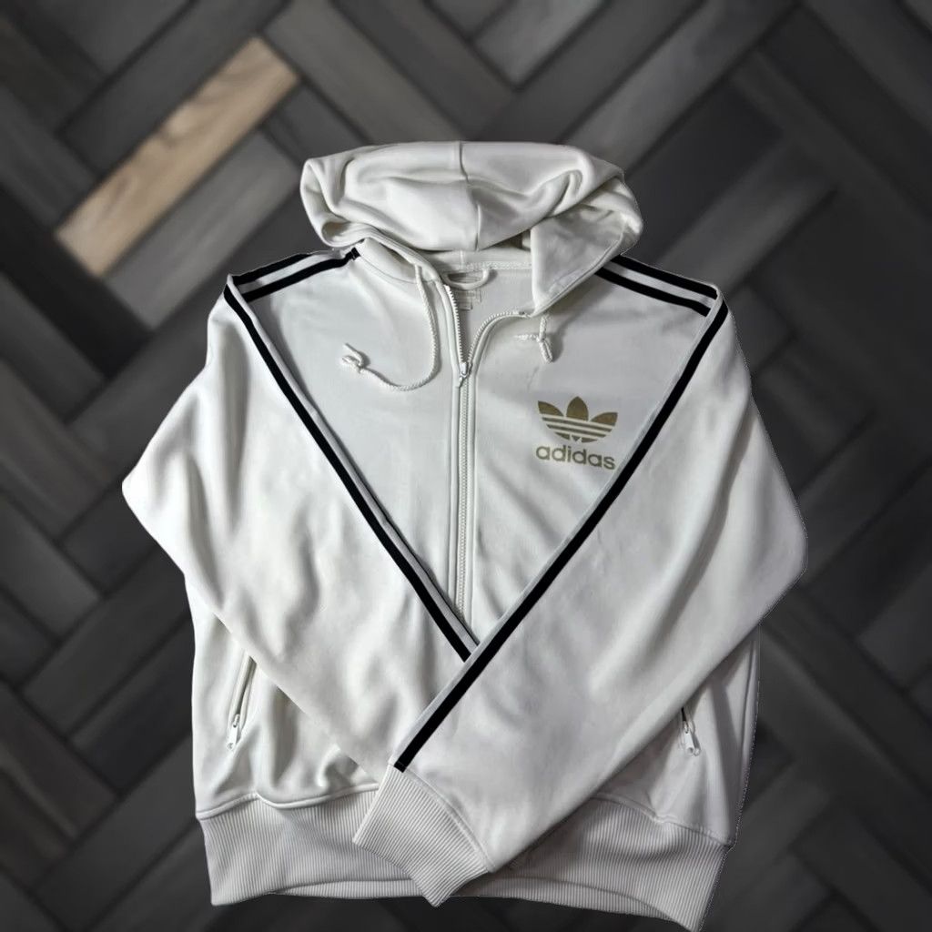 Adidas Adidas Originals White Zip Hoodie Mens Large Trefoil Logo Full Zip Jacket Size US L / EU 52-54 / 3 - 1 Thumbnail