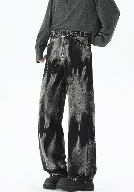 Vintage American high street tie-dye baggy wide-leg jeans for men Size US 32 / EU 48 - 2 Thumbnail