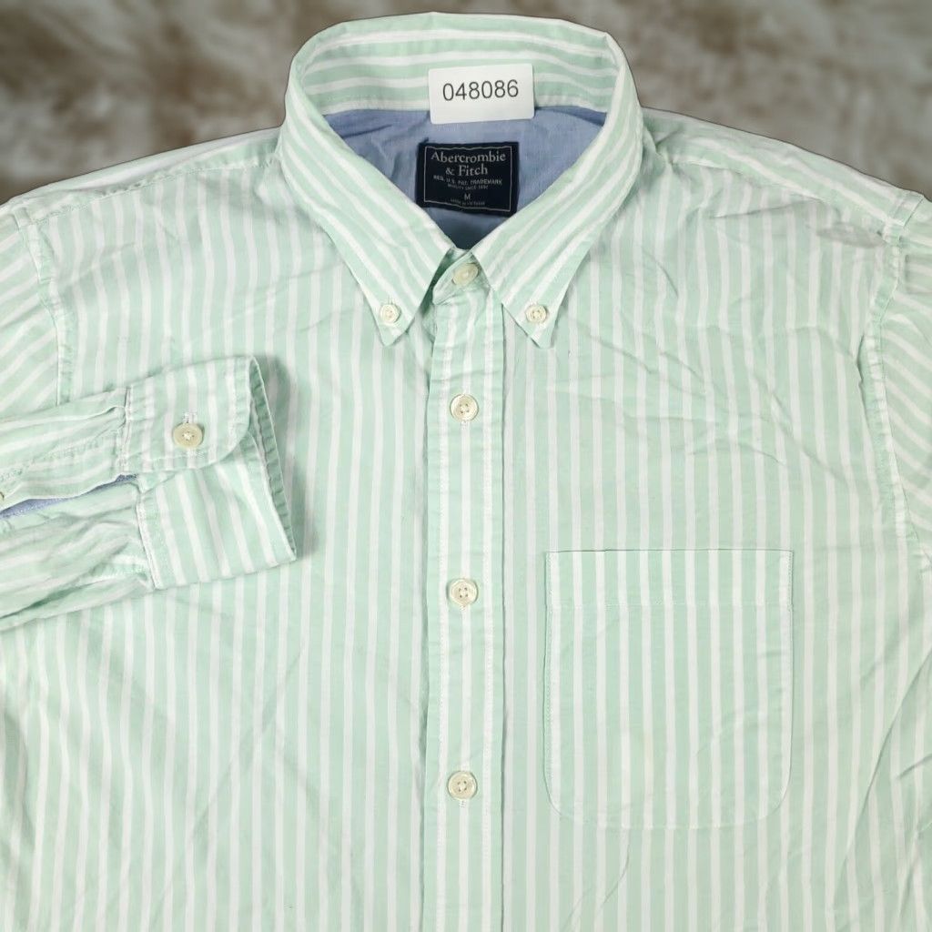 Abercrombie & Fitch VINTAGE Abercrombie & Fitch Shirt Men Medium Green Striped Button-Up Long Sleeve Casual Shirt M Green Modern Preppy Mens Size US M / EU 48-50 / 2 - 1 Thumbnail
