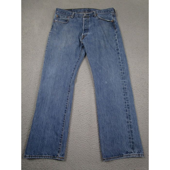 Levi's Levis 501 Jeans Mens 34x29 Blue Denim Light Wash Button Flu ...