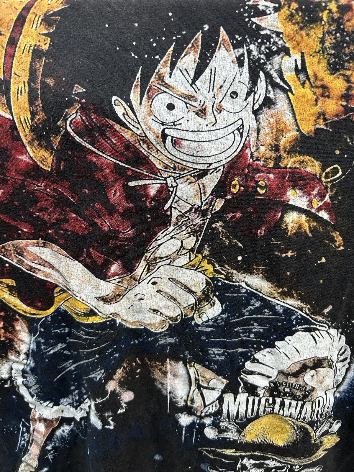Anime Vintage One piece Monkey D. Luffy Thrashed Sun Faded Size US M / EU 48-50 / 2 - 12 Thumbnail