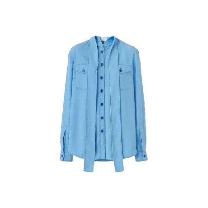 Burberry Burberry Blue Long Sleeve Button-Up Shirt 0079 Size M / US 6-8 / IT 42-44 - 1 Thumbnail