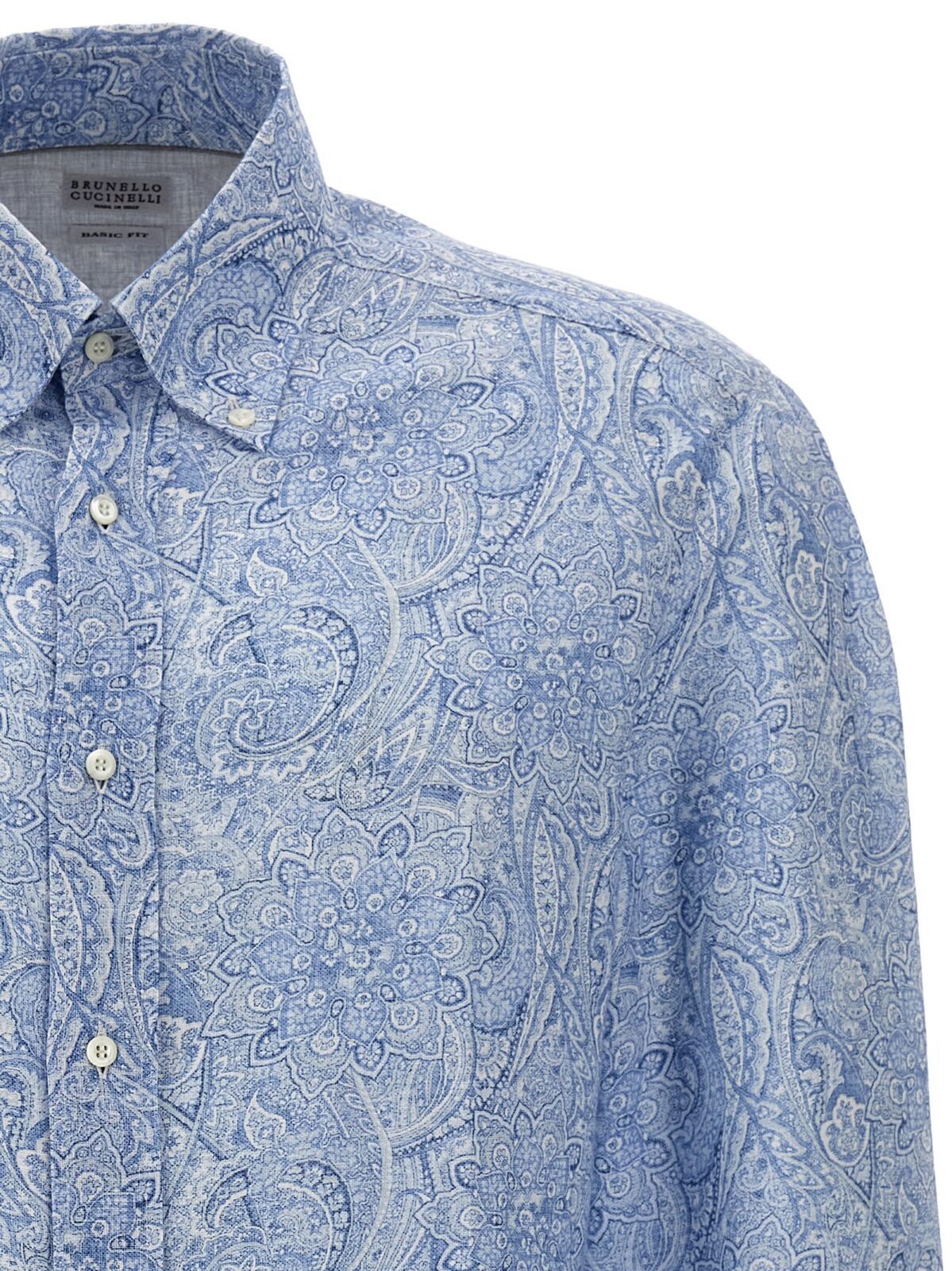 Brunello Cucinelli o1w1db10725 Basic Fit Shirt in Blue Size US L / EU 52-54 / 3 - 3 Thumbnail