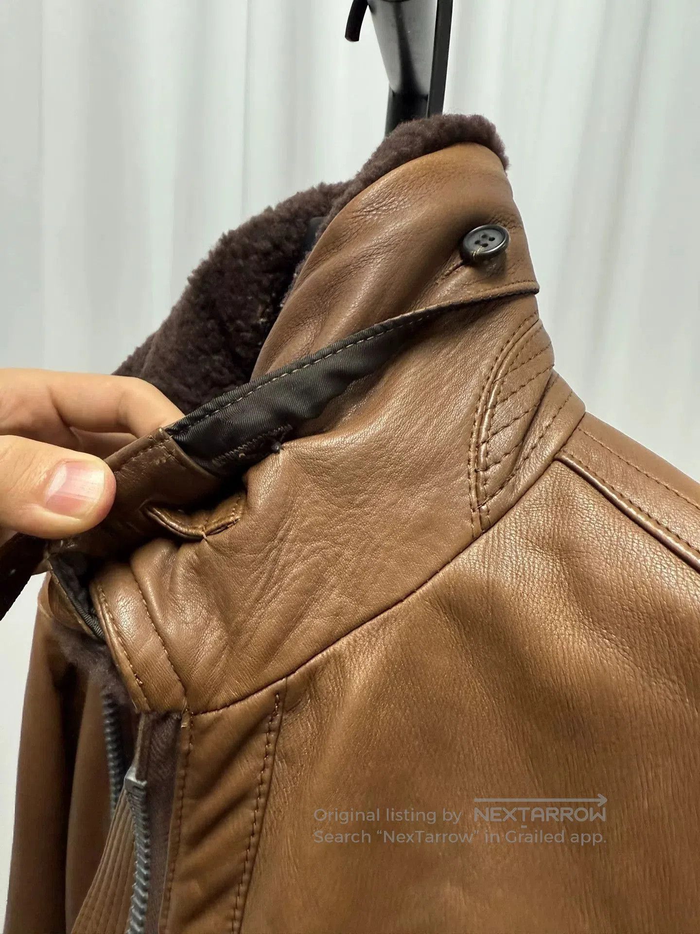 Issey Miyake brown leather jacket with removable collar. Size US L / EU 52-54 / 3 - 9 Thumbnail