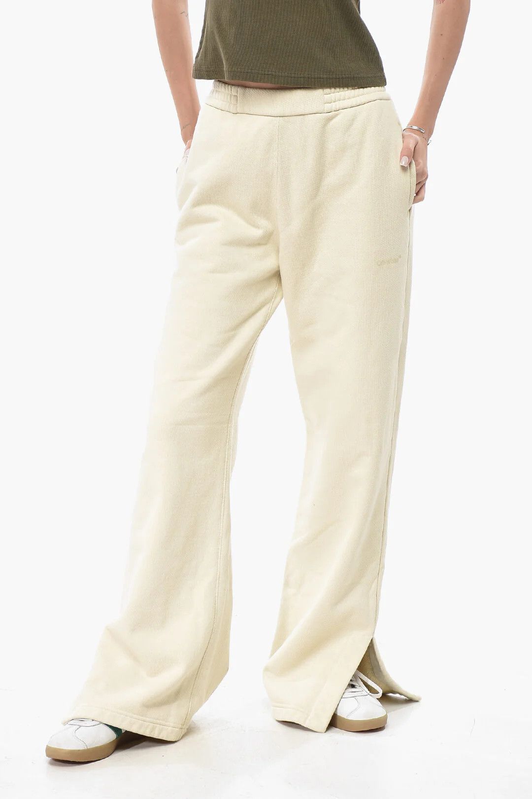 Off-White og1mm0426 Brushed Cotton Tapered-Fit Joggers in Beige Size 34" / US 12 / IT 48 - 1 Thumbnail