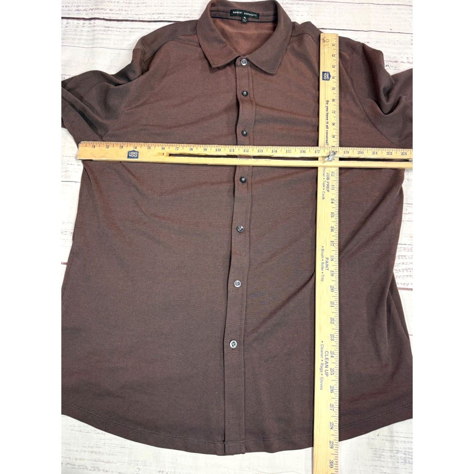 Vintage Robert Barakett Mens Button-Up Knit Shirt XL Burgundy Long Sleeve Collared Size US XL / EU 56 / 4 - 2 Thumbnail