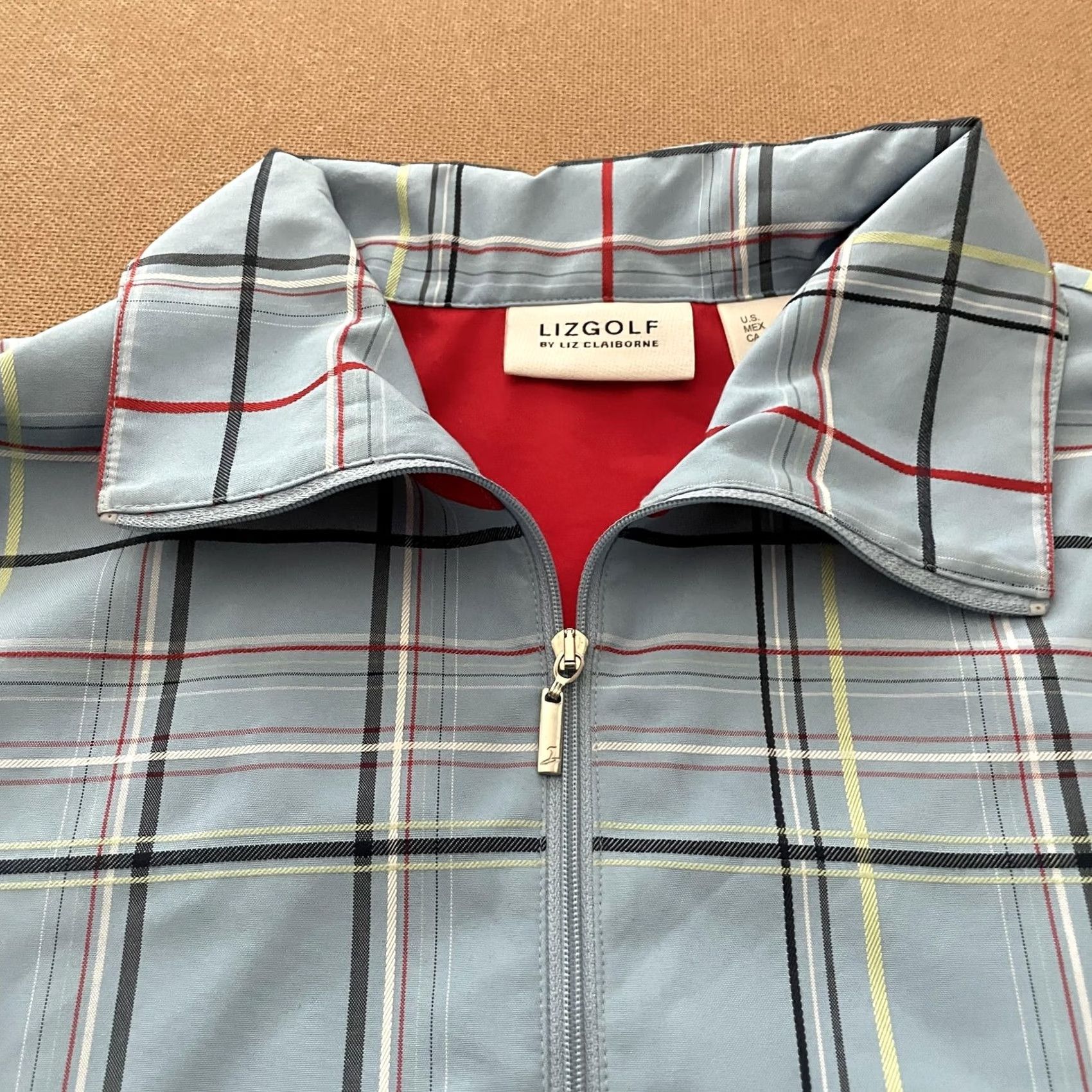 Liz Claiborne VINTAGE Liz Claiborne LizGolf Jacket Womens Large Blue Plaid Full Zip Collared Pockets Size L / US 10 / IT 46 - 7 Thumbnail