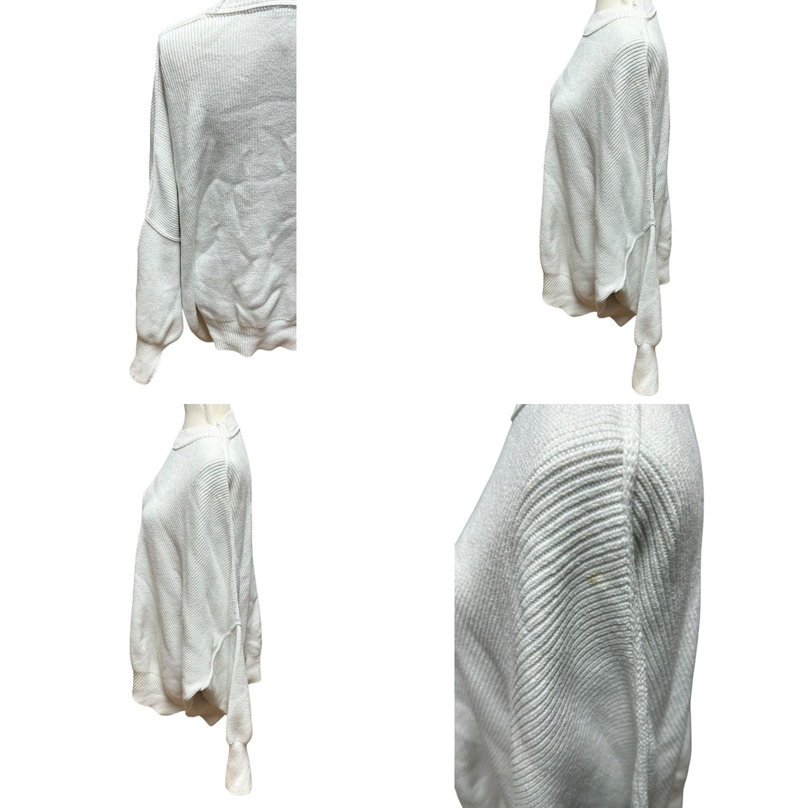 Free People Free People Womens Cotton Long Sleeve Cropped Boxy Sweater White Size Large Read Size L / US 10 / IT 46 - 8 Thumbnail