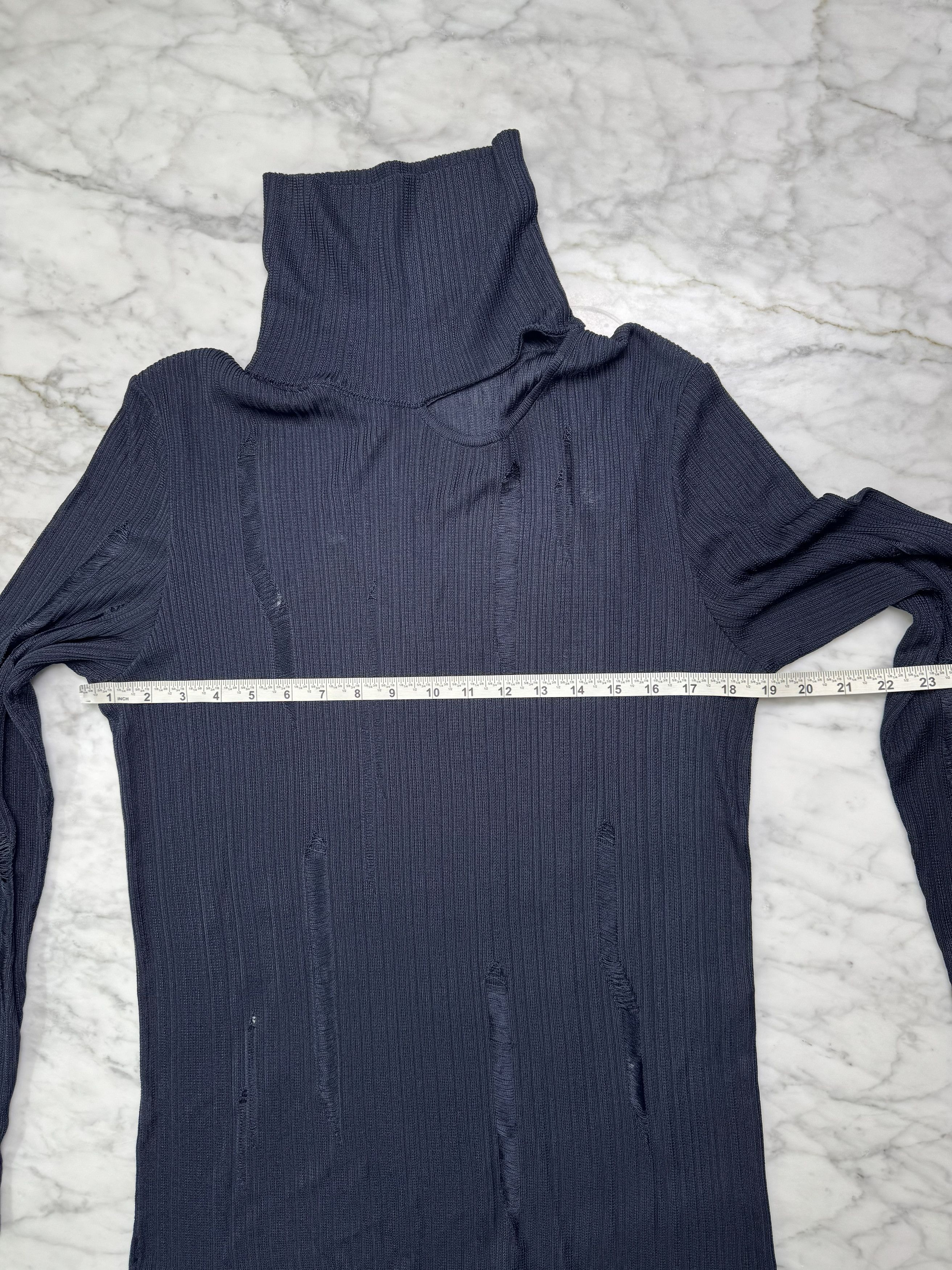 LGN LOUIS GABRIEL NOUCHI Navy Cutout Turtleneck Size US L / EU 52-54 / 3 - 3 Thumbnail