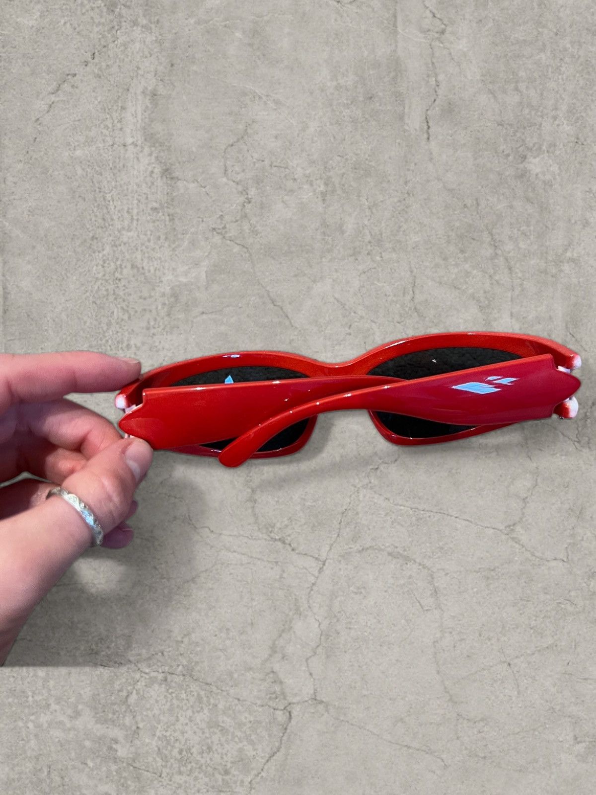 Japanese Brand Cool UV400 alien sunglasses, red with black lens. One size Size ONE SIZE - 3 Thumbnail
