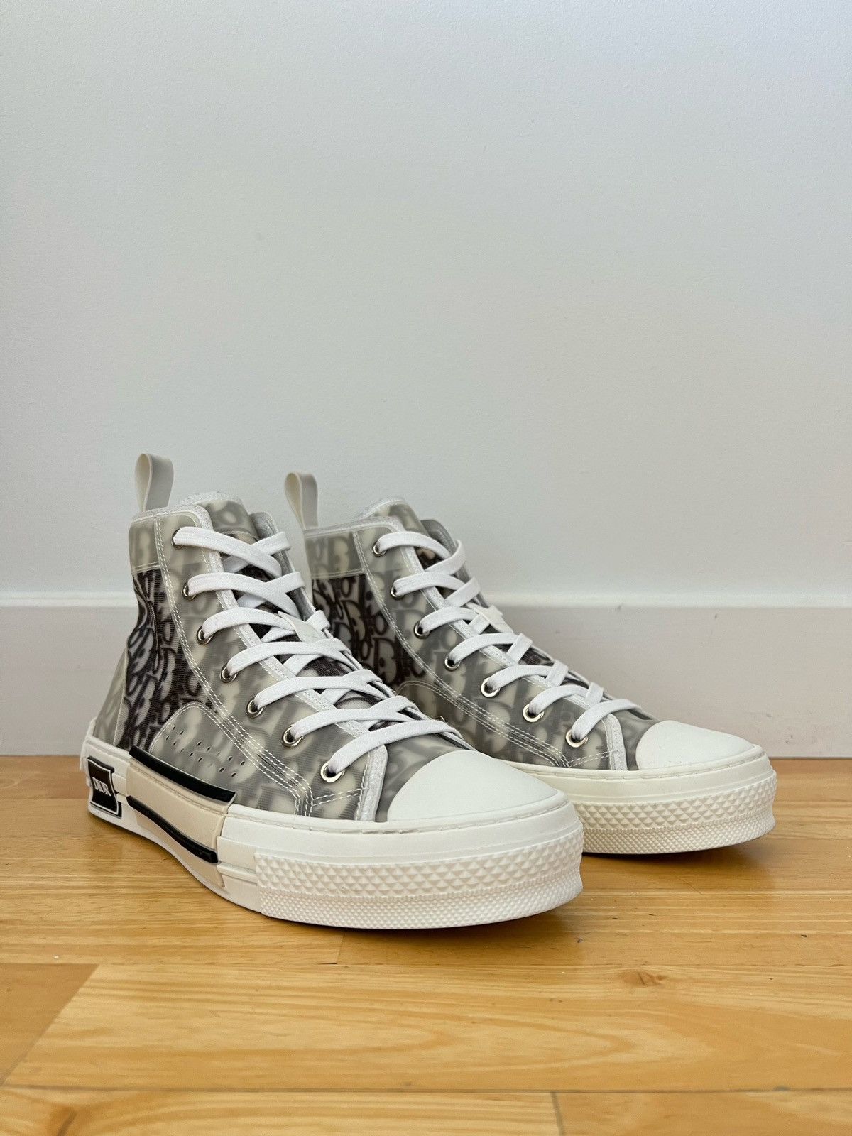 Dior 40 Dior OG B23 Oblique Black White High Top Logo Sneakers