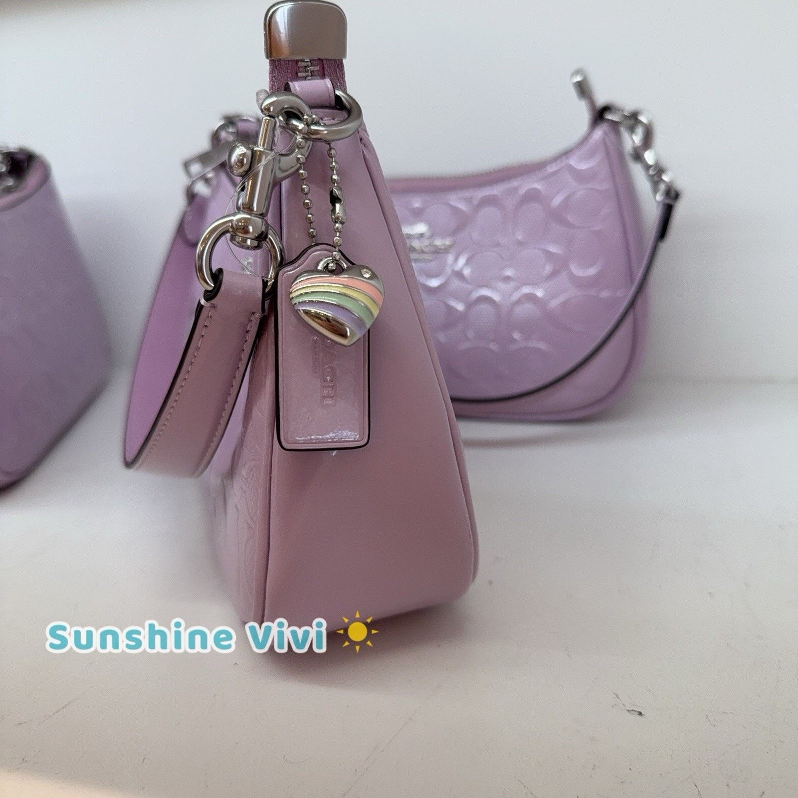 Coach NWT Coach CDA98 Teri Shoulder Bag Heart Charm Light VIOLET Size ONE SIZE - 2 Thumbnail