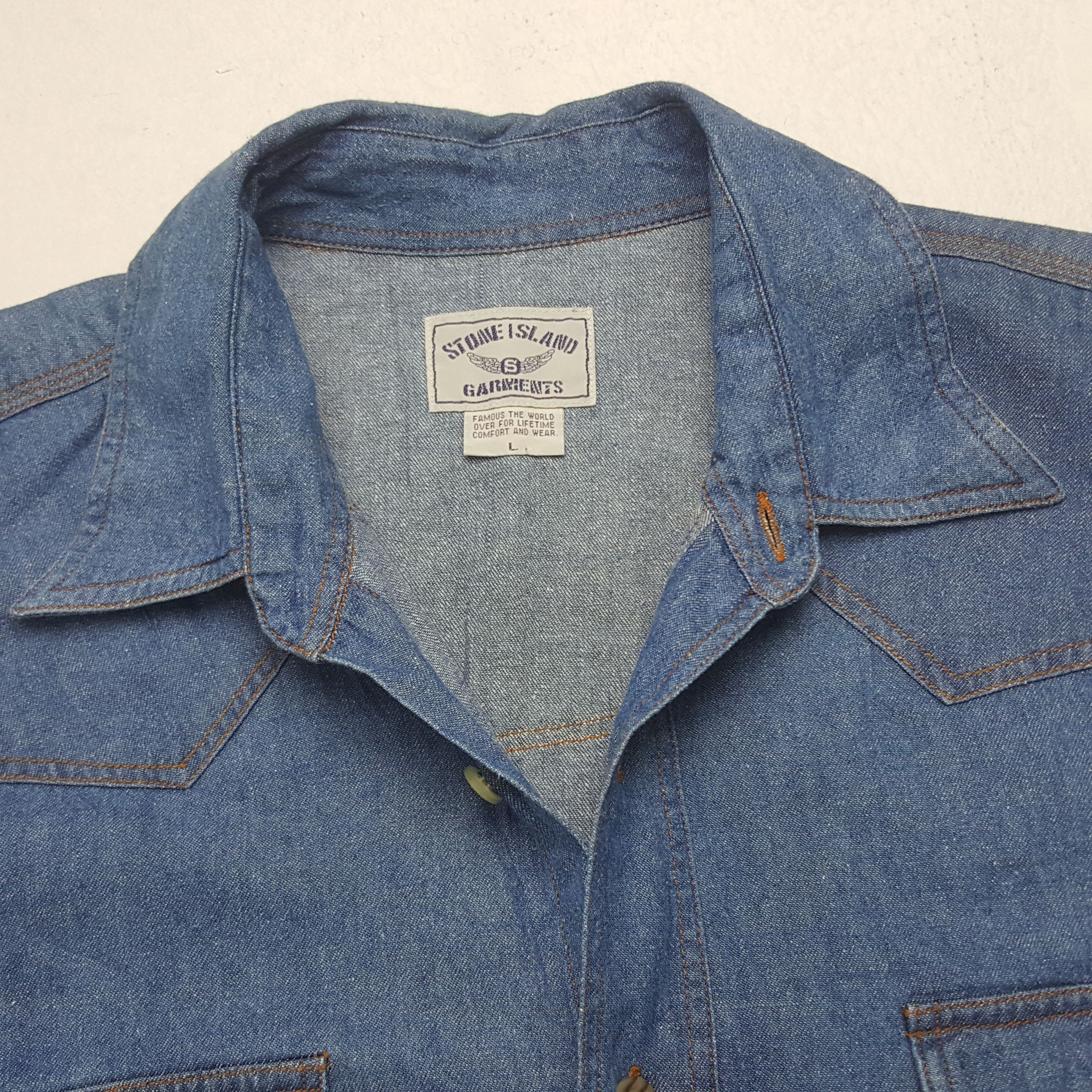 Stone Island Vintage Stone Island Garment Denim Button Up Shirt Size US M / EU 48-50 / 2 - 4 Thumbnail
