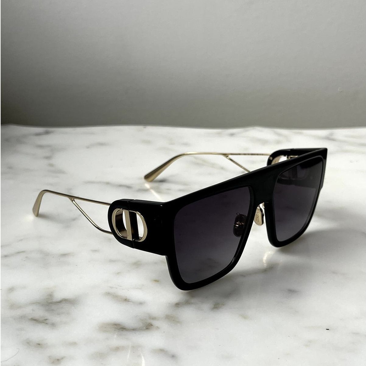 image of New Dior 30Montaigne S3U Black Gold Flat Top Sunglasses, Men's