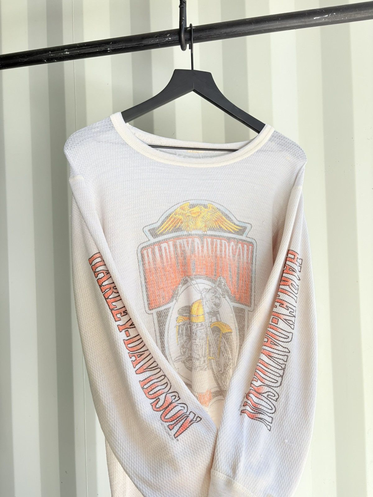 Harley Davidson Vintage Harley Thermal Faded Distressed Band grunge Size US XL / EU 56 / 4 - 1 Thumbnail