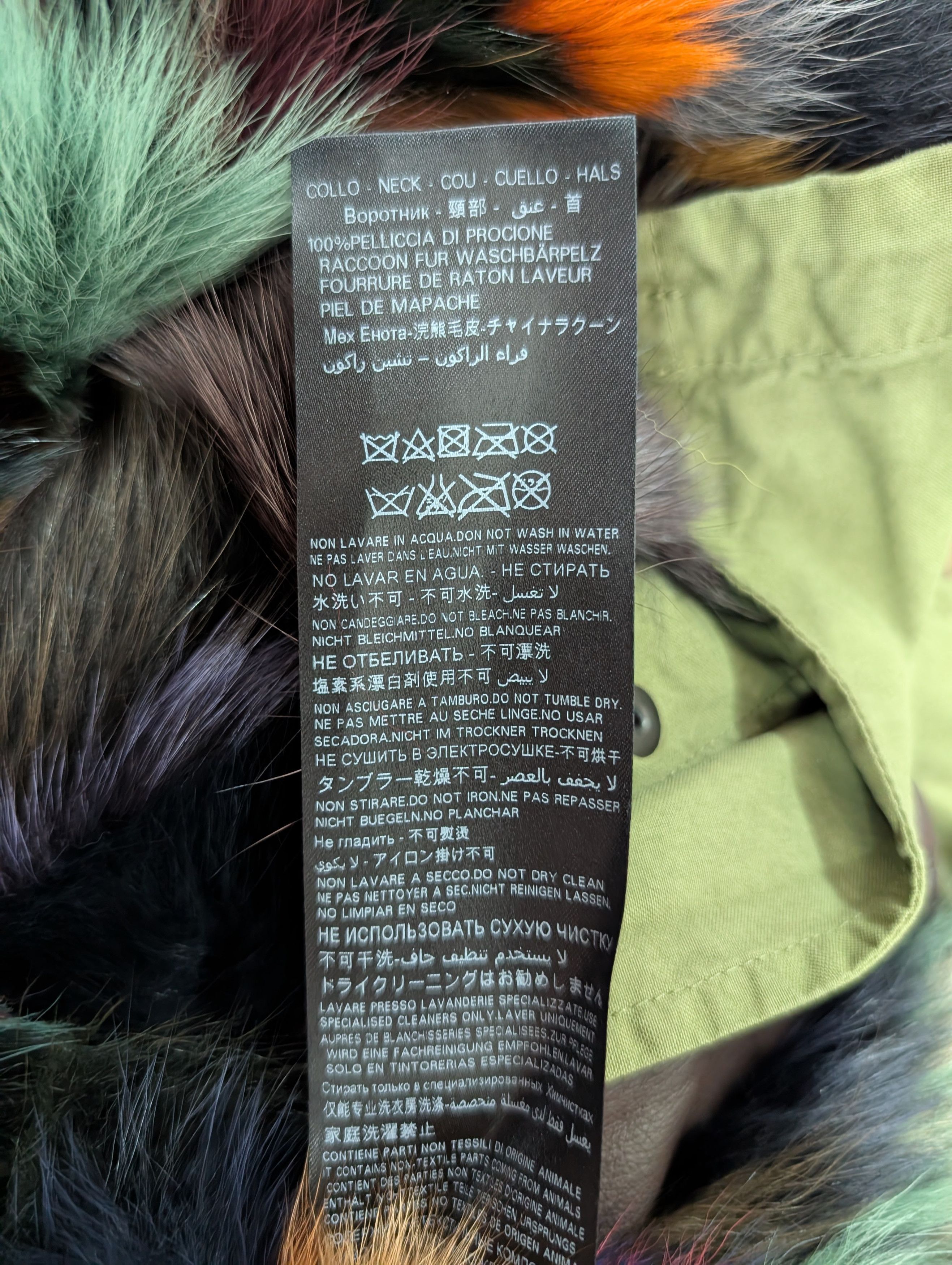 MR & MRS ITALY Green Hooded Parka With Multi-Color Full Fur Lining Size XS / US 0-2 / IT 36-38 - 9 Thumbnail