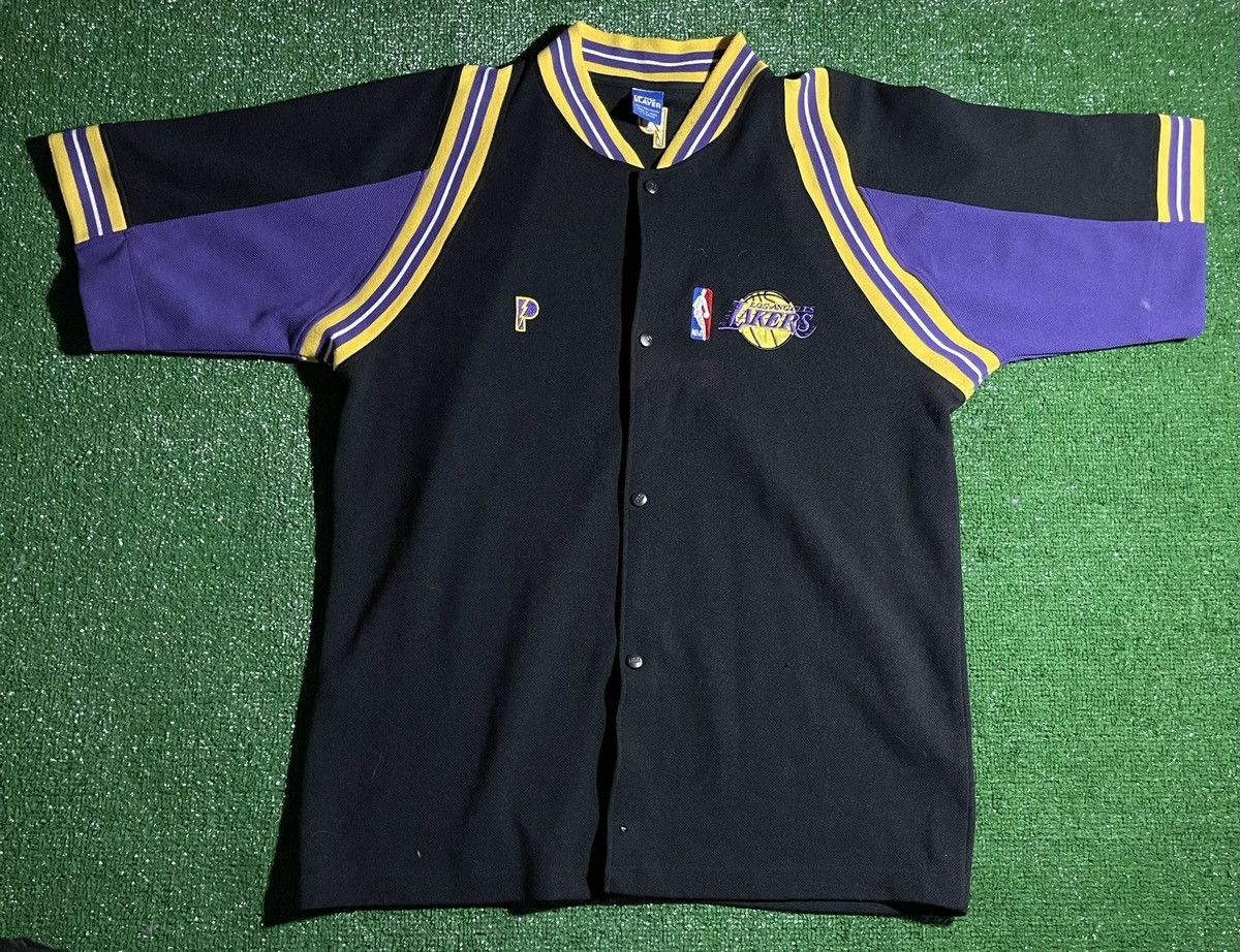 Image of NBA x Pro Player La Lakers Pro Player Button Up in Black/Purple, Men's (Size XL)