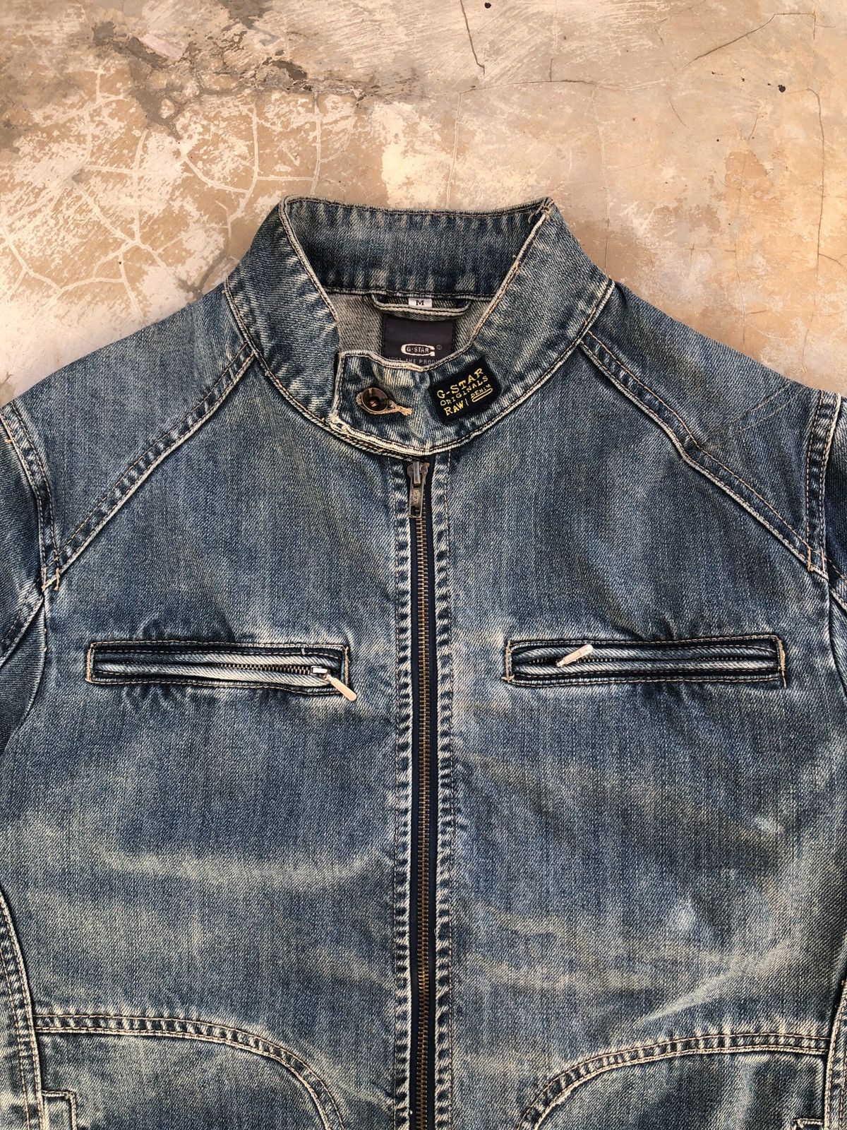 G-Star Vintage G-Star Raw Mechanic Zipper Denim Biker Rider Jacket Size US M / EU 48-50 / 2 - 3 Thumbnail