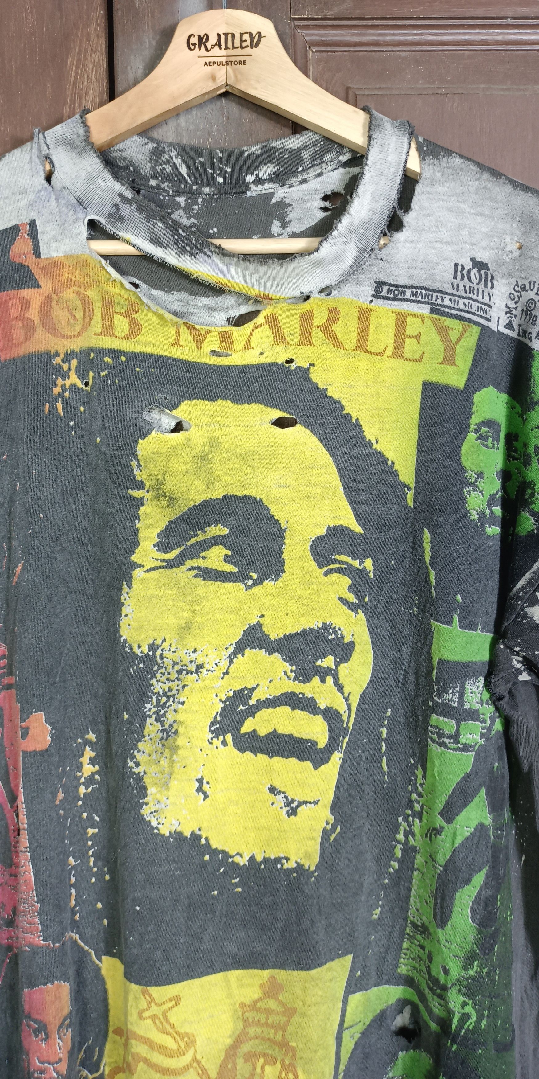 Bob Marley True Vintage🔥Bob Marley Mosquitohead 90s AOP Size US L / EU 52-54 / 3 - 4 Thumbnail