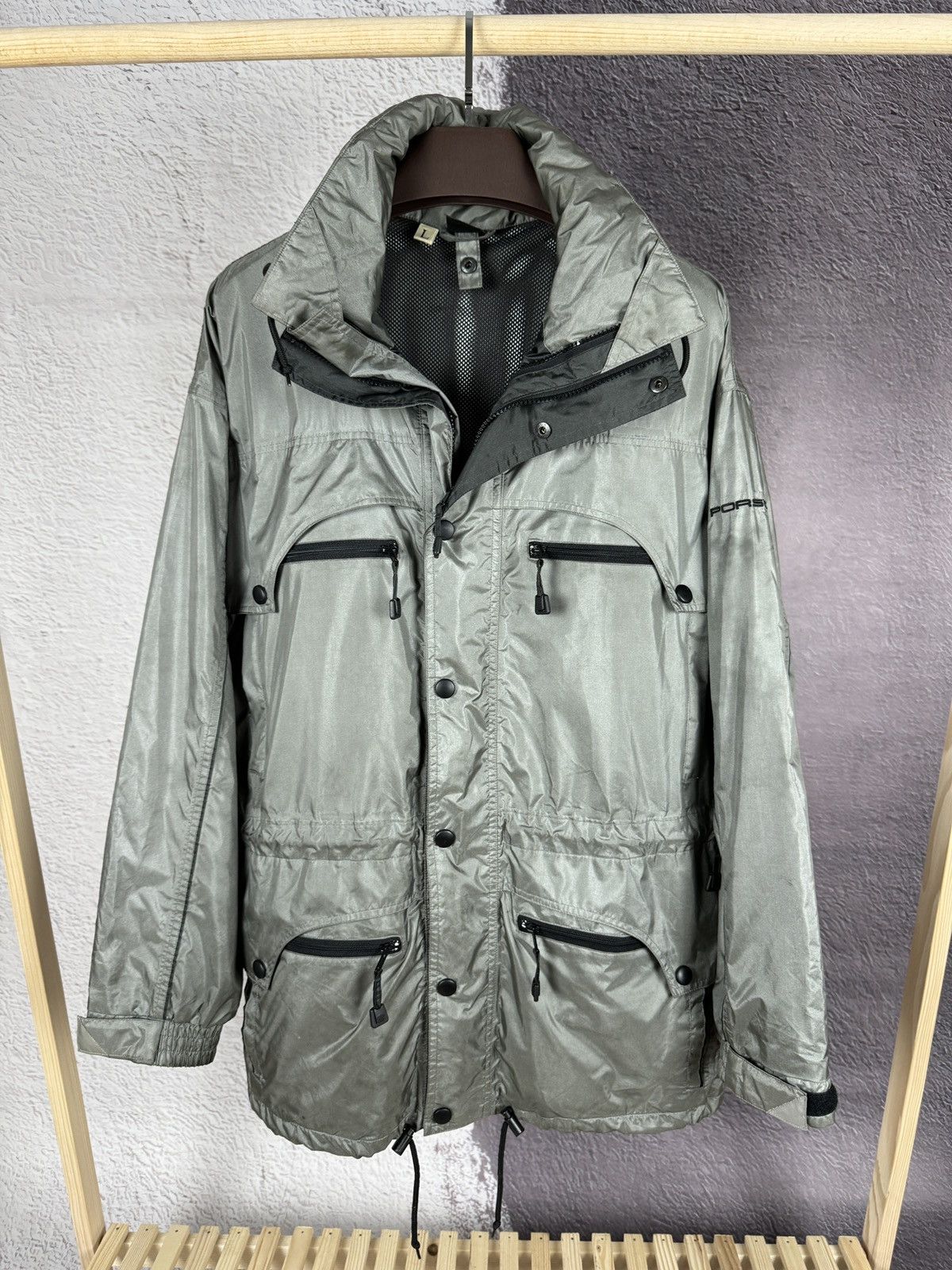 image of Porsche Design x Racing Porsche Amag Boutique 90’S Racing Parkas Jacket Vintage in Grey (Size Large