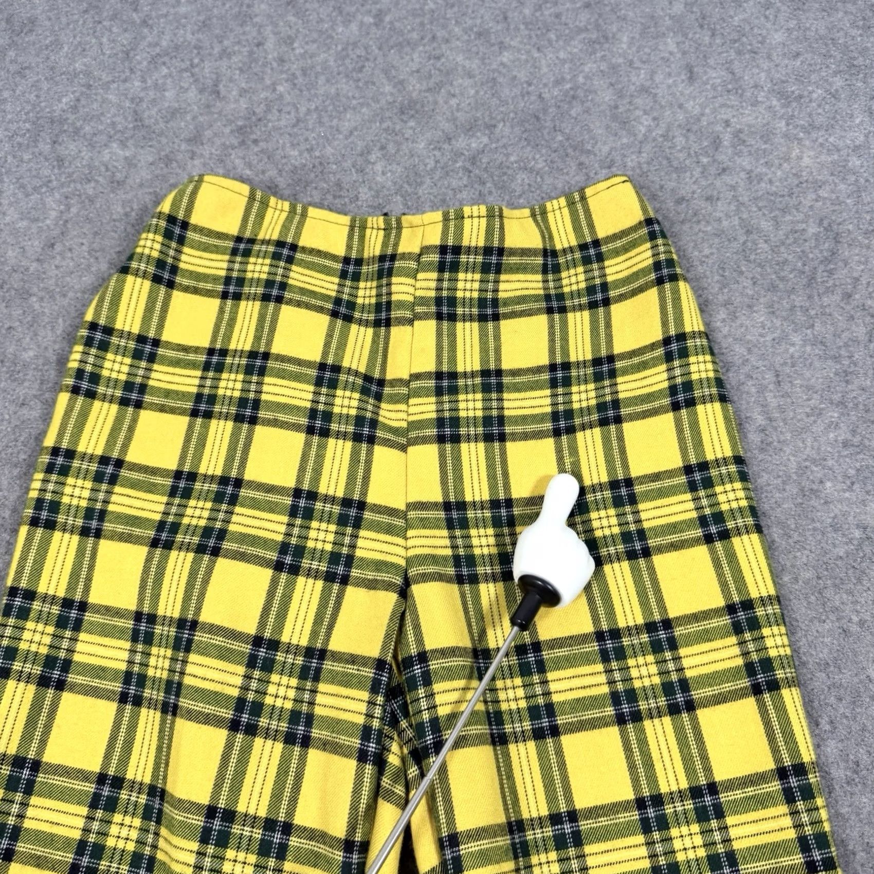 Vintage Purrr Melrose Pants Women's 90s Yellow Plaid Back-Zip Slimming Elastic Waist Casual Workwear Straight Inseam 23.75" Size 24 Regular Size 42" / US 20 - 3 Thumbnail