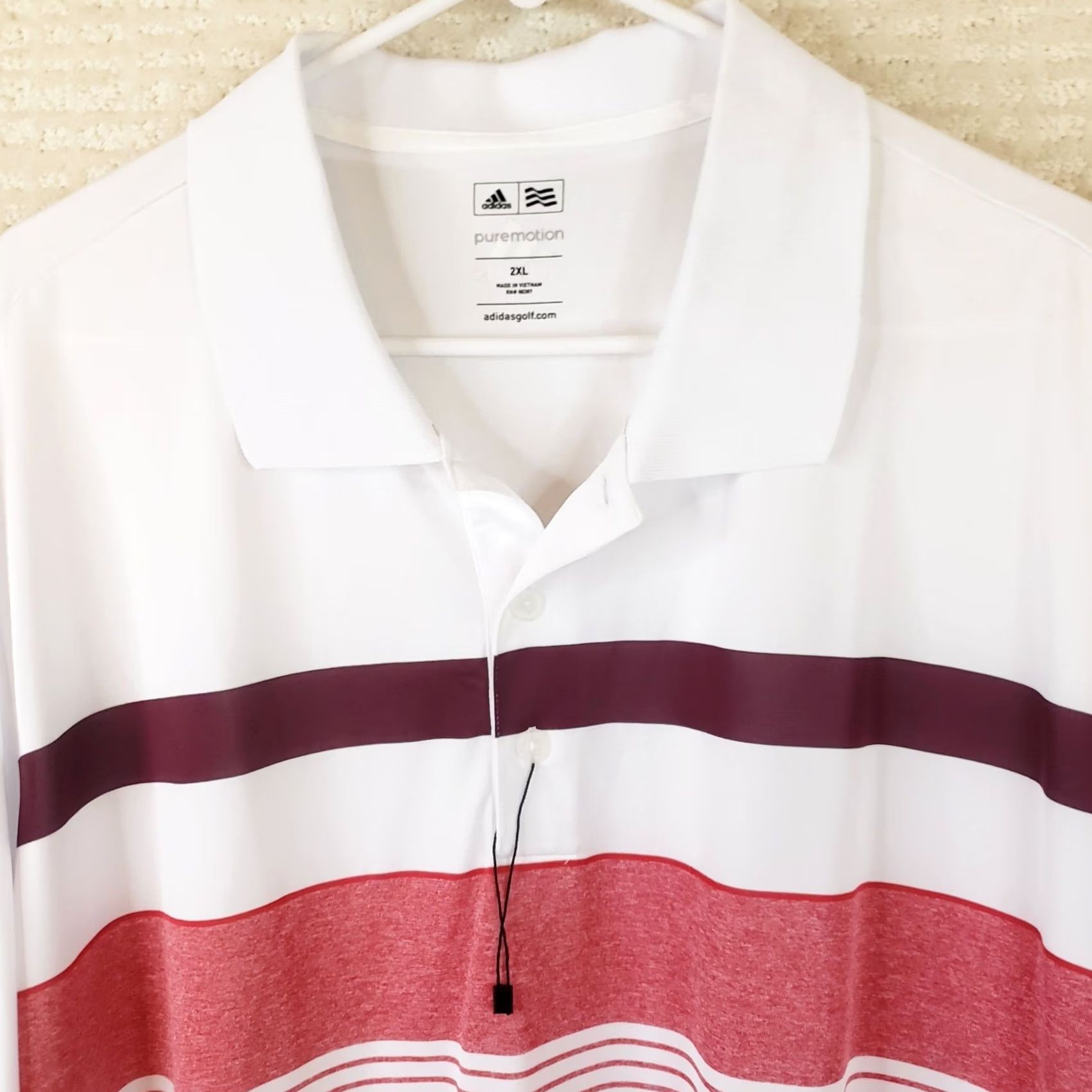Adidas Adidas Golf Polo Shirt Mens XXL White Red Striped Short Sleeve PureMotion Shirt Polo Shirt Mens XXL White Red Striped Short Sleeve Size US XXL / EU 58 / 5 - 3 Thumbnail