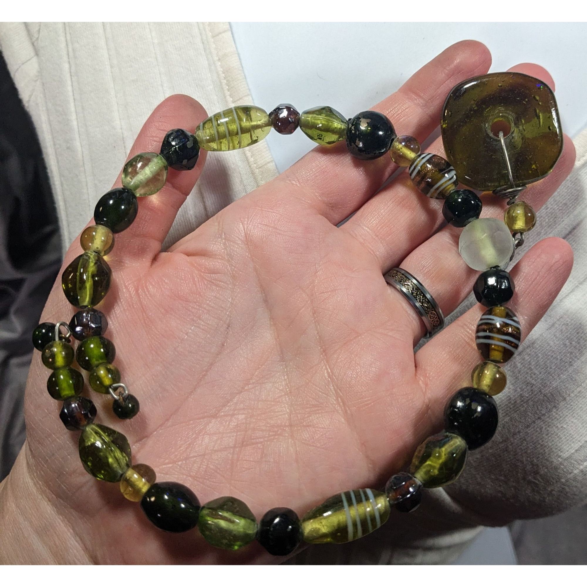 Other Chunky Retro Green Glass Beaded Coil Necklace Size ONE SIZE - 6 Thumbnail