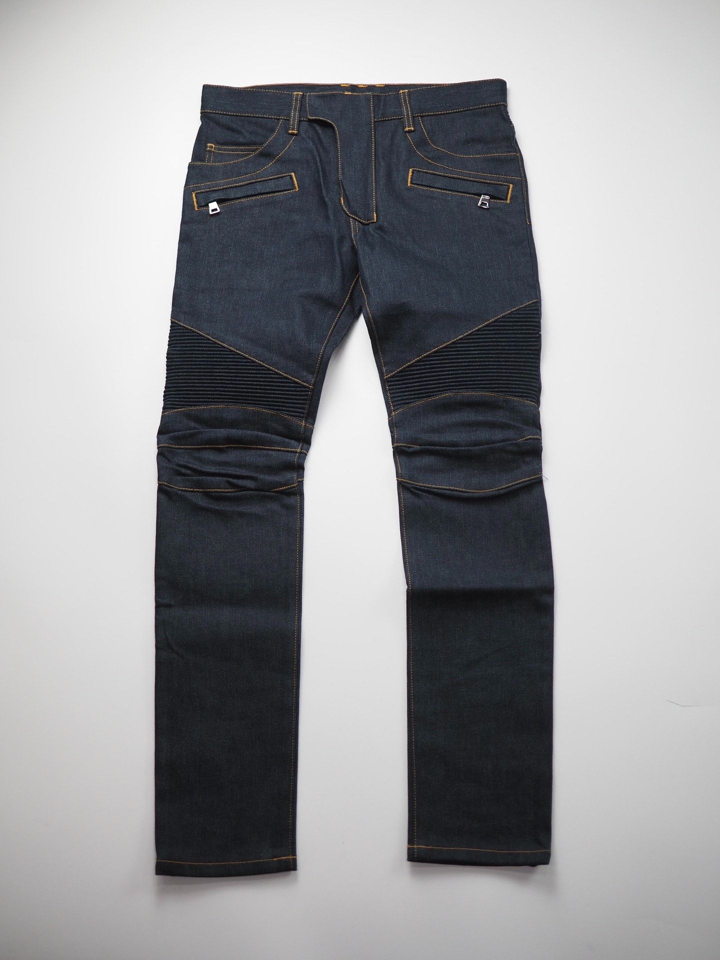 Balmain balmain dark blue knee panel denim pants Size US 29 - 1 Thumbnail