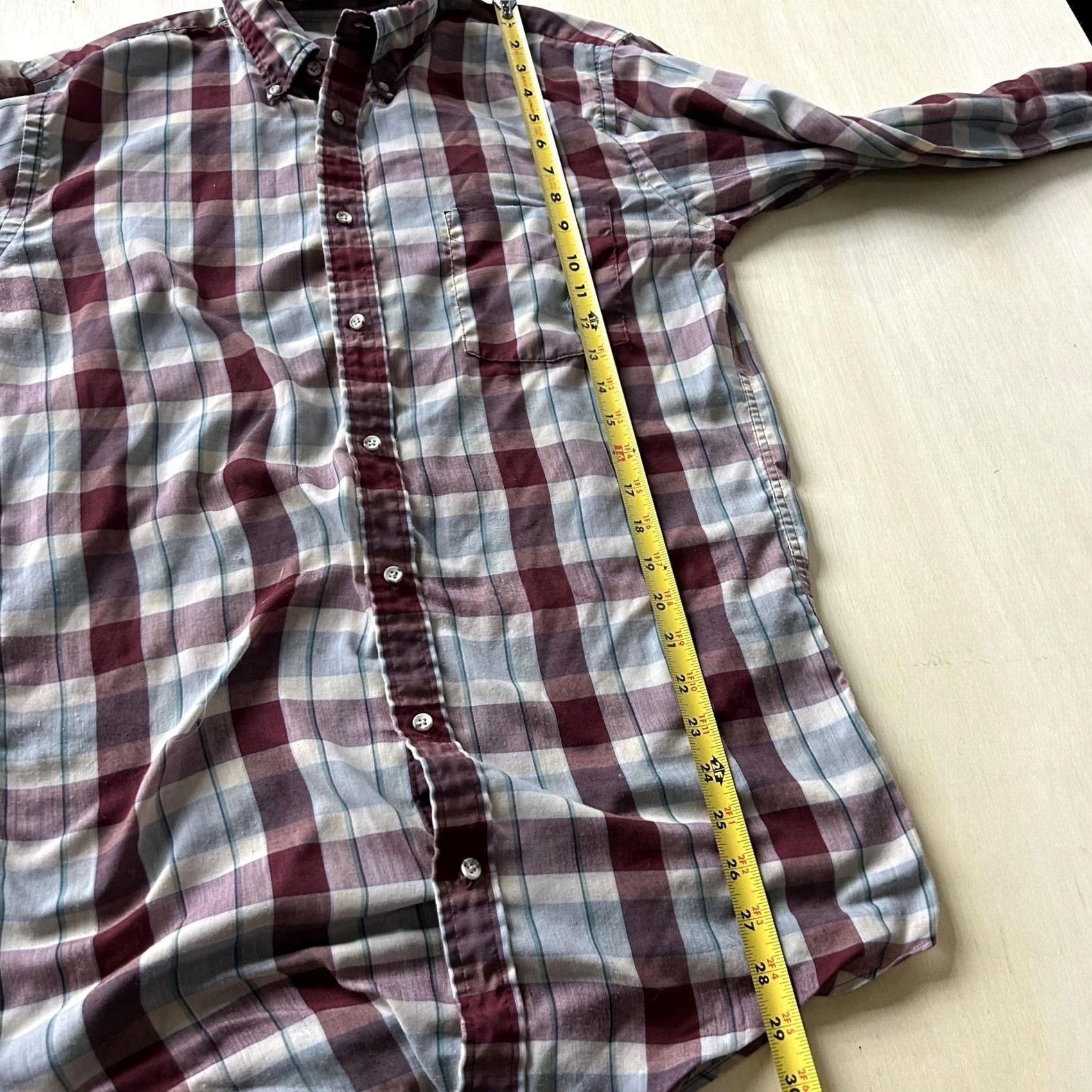 Vintage George Big & Tall Shirt Mens XL Red Plaid Button-Down Long Sleeve Cotton Polyester Blend Size US XL / EU 56 / 4 - 5 Thumbnail