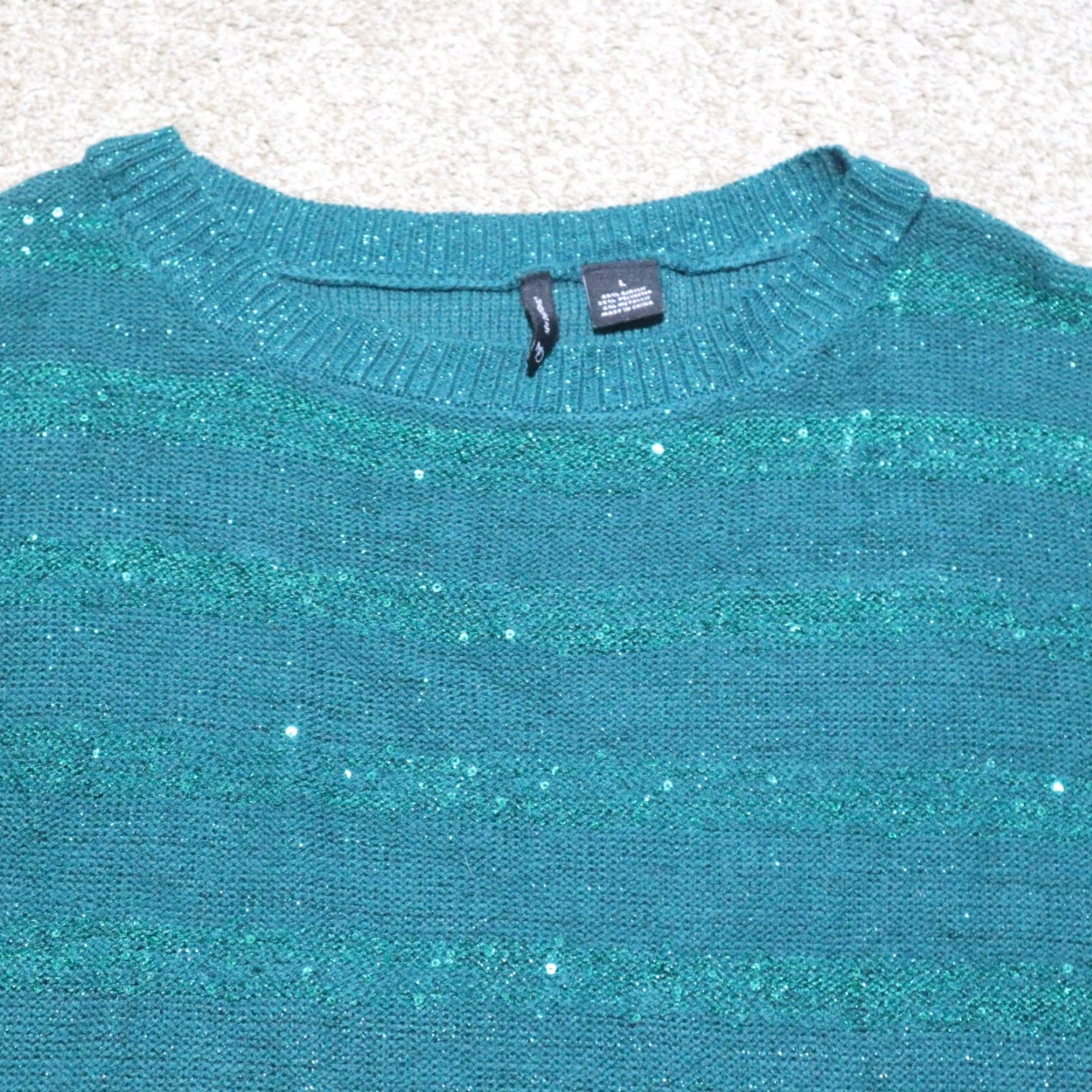 Vintage VINTAGE New Directions Sweater Shirt Womens Large Green Pullover Bling Long Sleeve Acrylic 90s Size L / US 10 / IT 46 - 2 Thumbnail