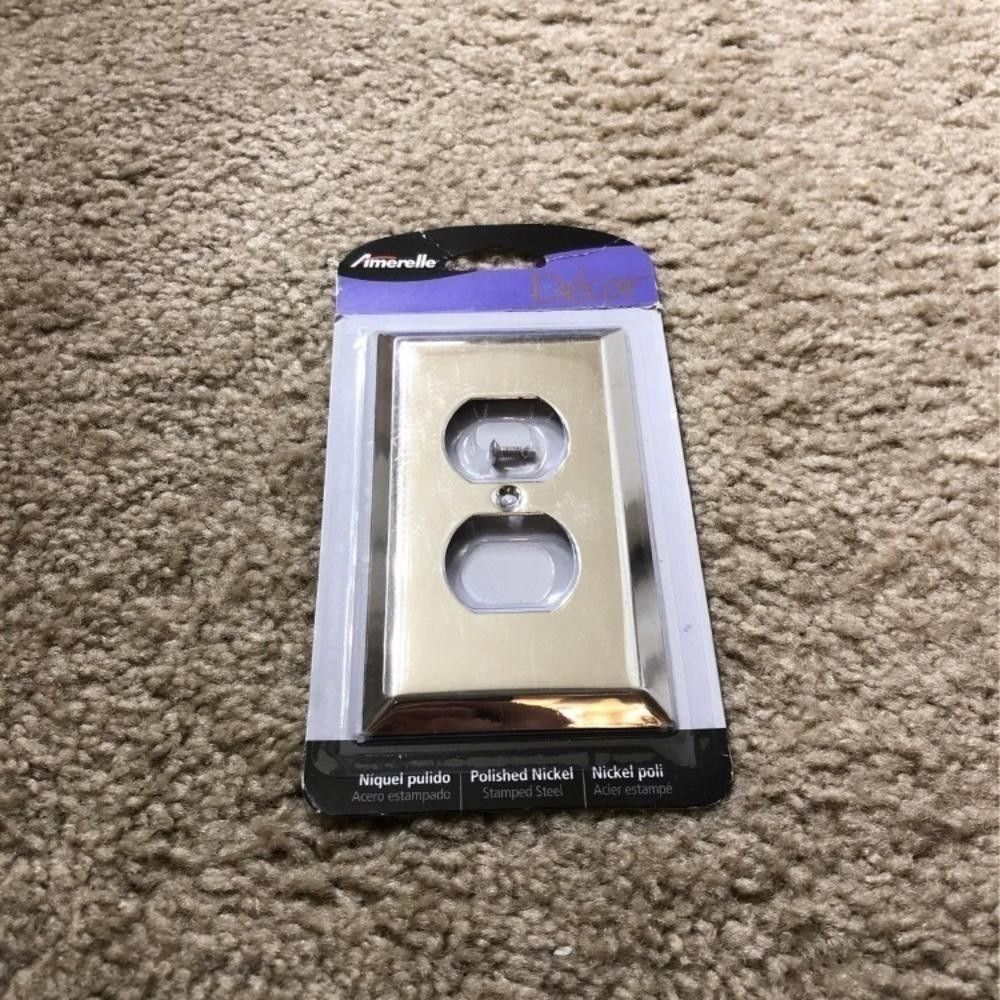 Designer NWT Polished Nickel Electricity Socket Duplex Outlet Cover Size ONE SIZE - 2 Thumbnail
