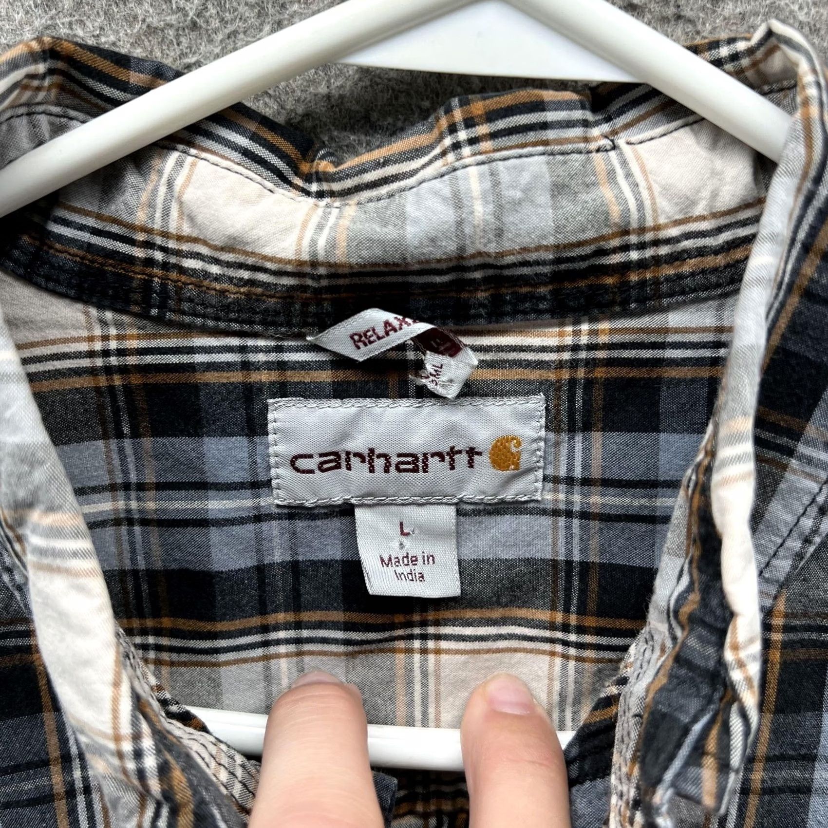 Carhartt Carhartt Shirt Mens Large Gray Plaid Short Sleeve Button Front Relaxed Fit Size US L / EU 52-54 / 3 - 4 Thumbnail