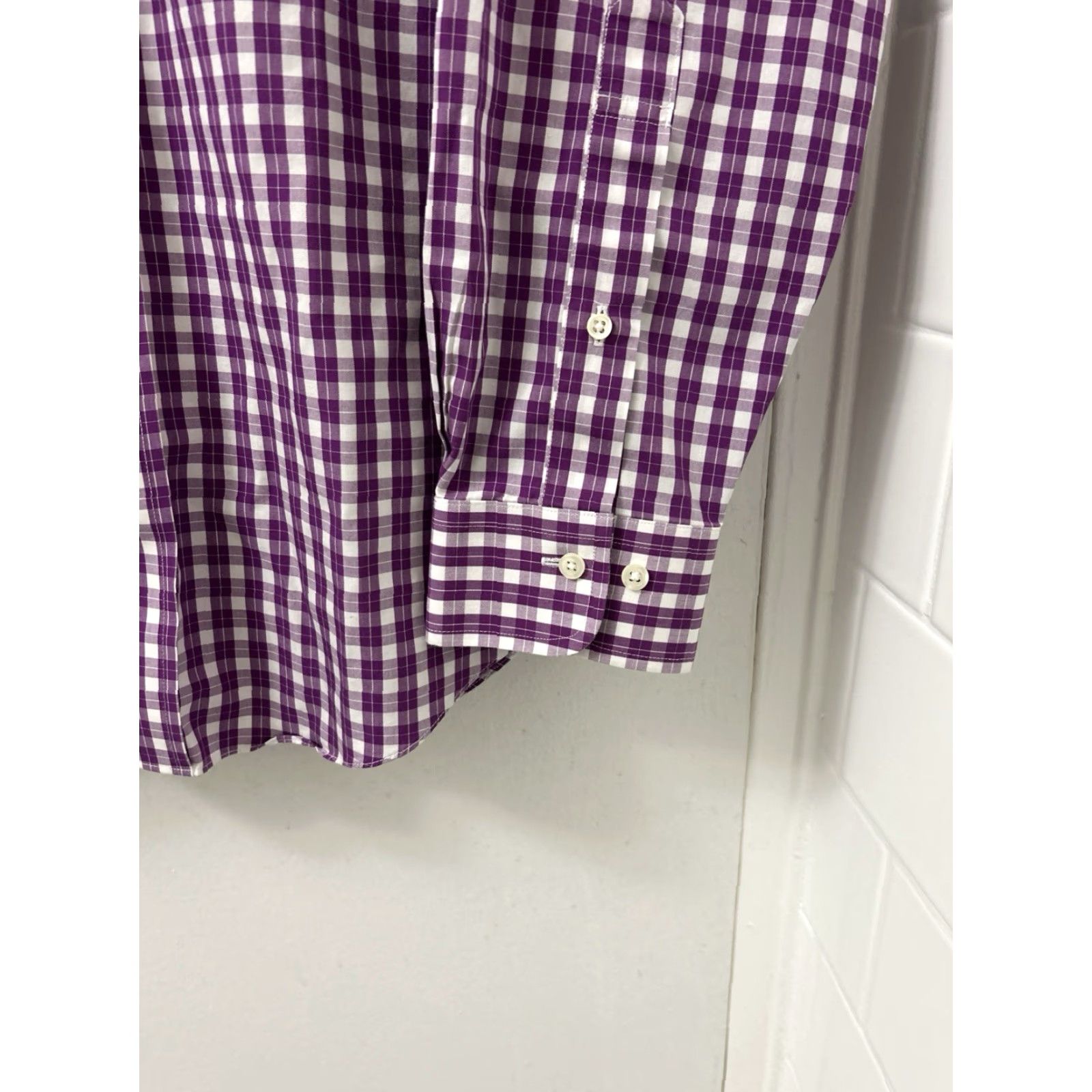 Brooks Brothers Brooks Brothers 346 Shirt Mens 15.5 Purple Oxford Plaid Slim Fit Button-Down Dress Shirt Size US L / EU 52-54 / 3 - 7 Thumbnail