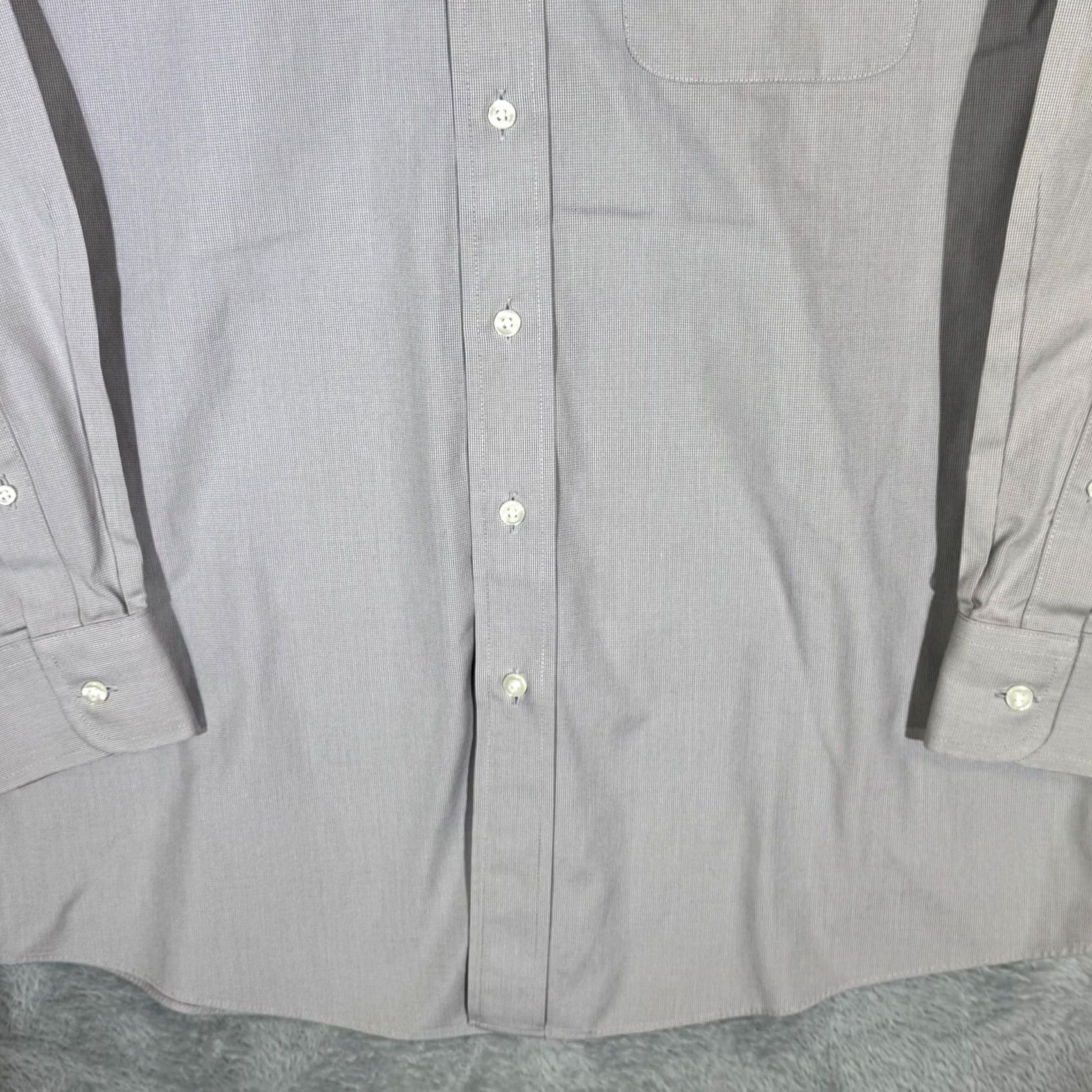 Vintage Gold Label Dress Shirt Mens 16 / 33 Gray 100% Cotton Button Front Long Sleeve Business Office Formal Shirt Size 42R - 6 Thumbnail
