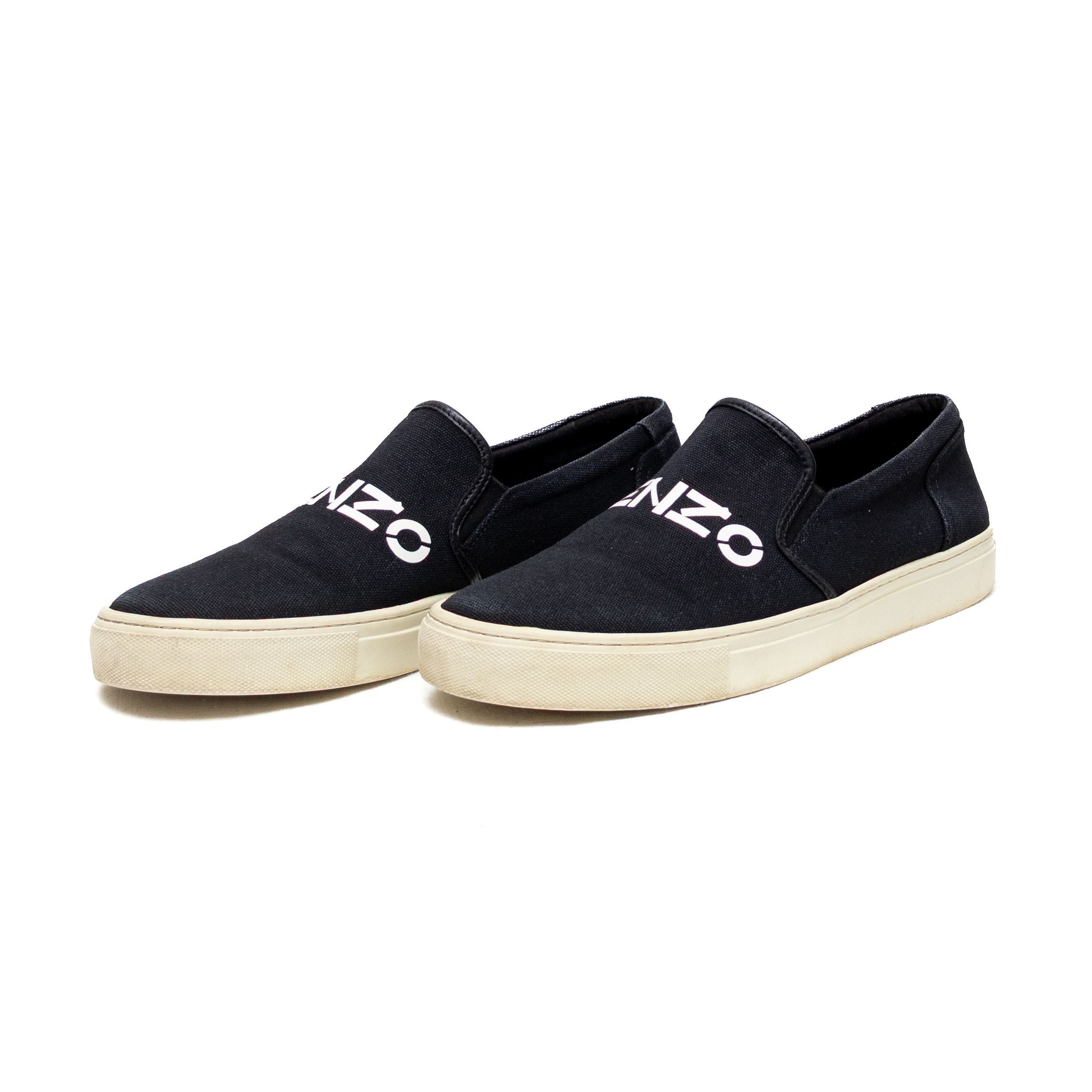 Kenzo Kenzo Men’s Black Canvas Slip-On Sneakers | Size 9 Size US 9 / EU 42 - 1 Thumbnail