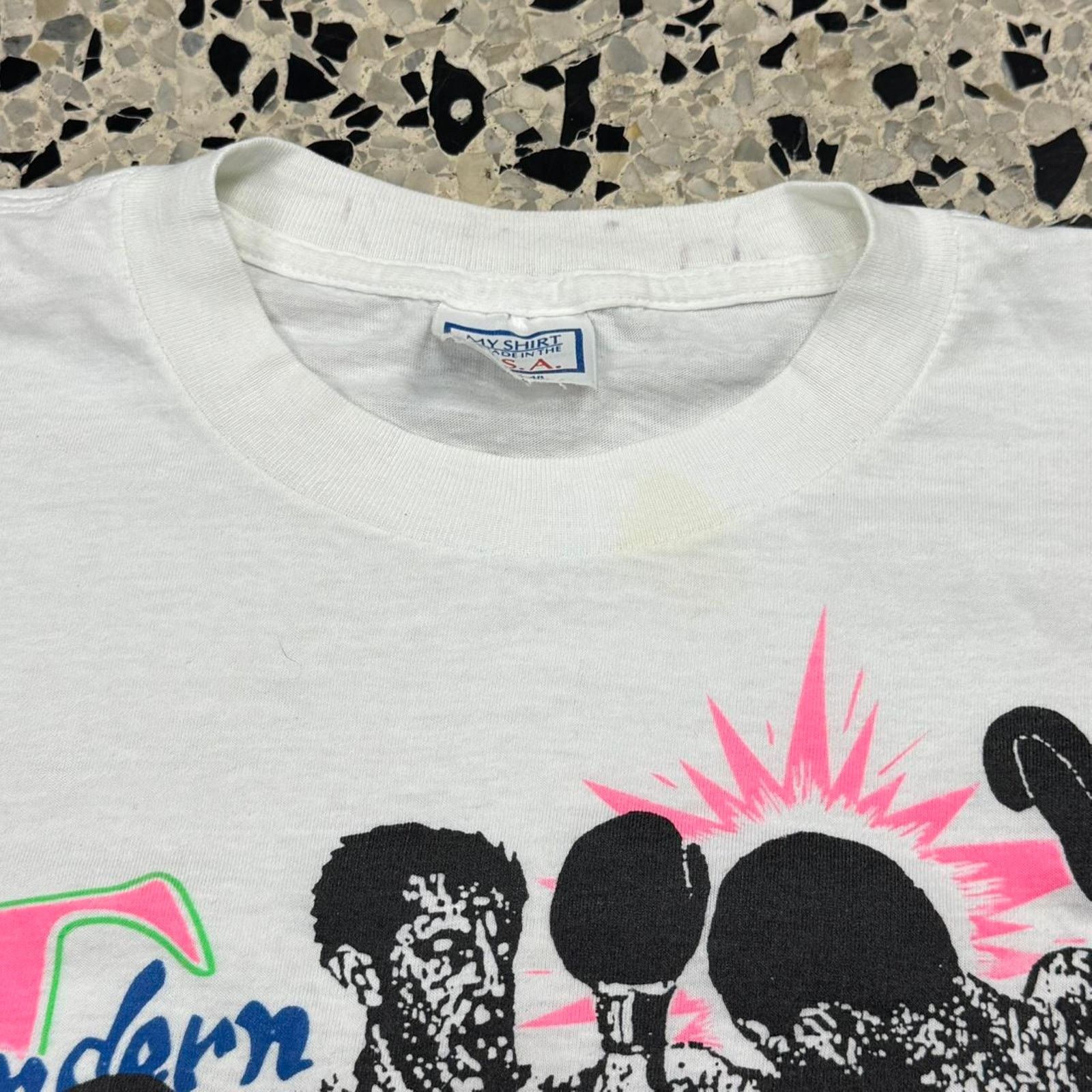 Hanes × Vintage VINTAGE 80S SINGLE STITCH BOXING TKO THUNDERN KNOCK OUT TEE: Size US XL / EU 56 / 4 - 3 Thumbnail