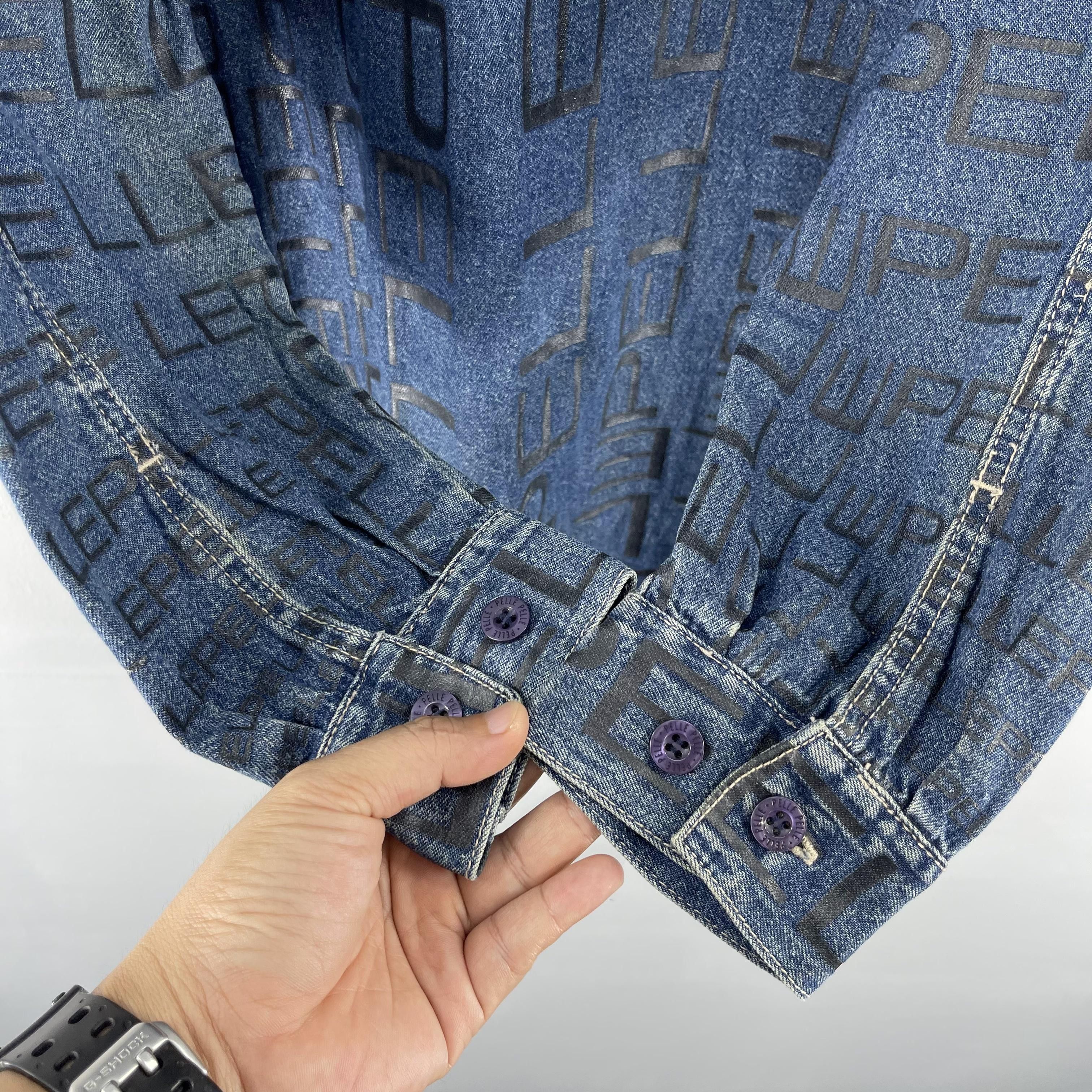 Marc Buchanan Vintage 90s PELLE PELLE Monogram Workwear Denim Jacket Size US L / EU 52-54 / 3 - 9 Thumbnail