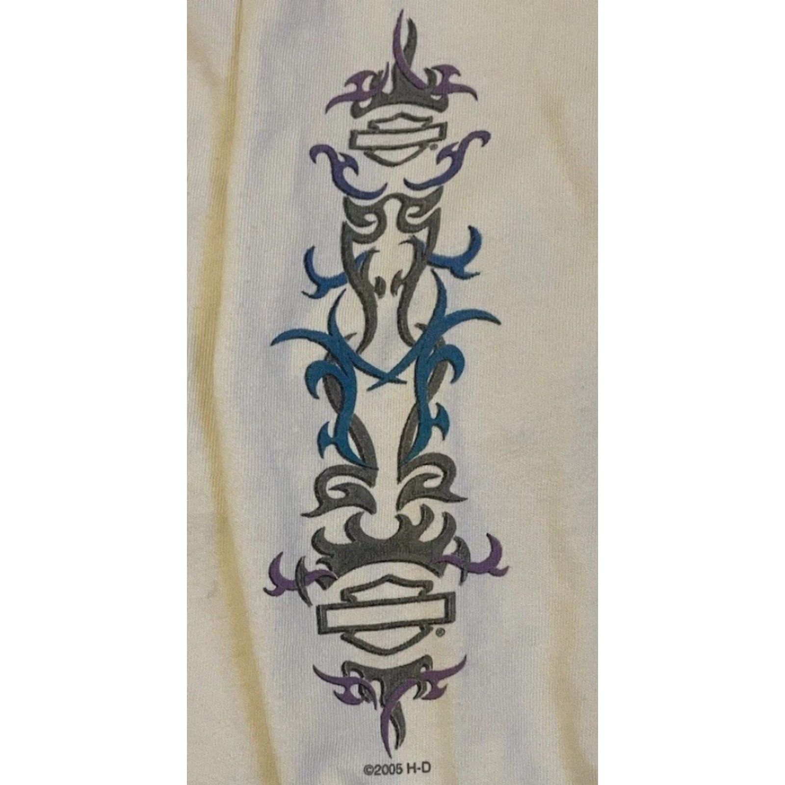 Harley Davidson VINTAGE Harley Davidson Shirt Biker Womens L White Tribal Flames 80s 90s Grunge Y2K Fashion Size L / US 10 / IT 46 - 5 Thumbnail