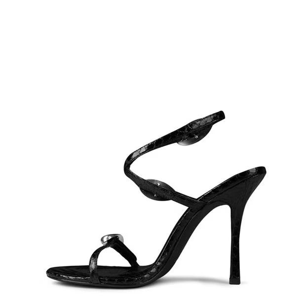 Alexander Wang o1g2r1mq0824 Dome 105 Snake Sandals in Black Size US 8 / IT 38 - 2 Thumbnail