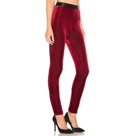 REVOLVE Lovers + Friends Burgundy Clair Velvet High-Waisted Legging Size 26" / US 2 / IT 38 - 4 Thumbnail